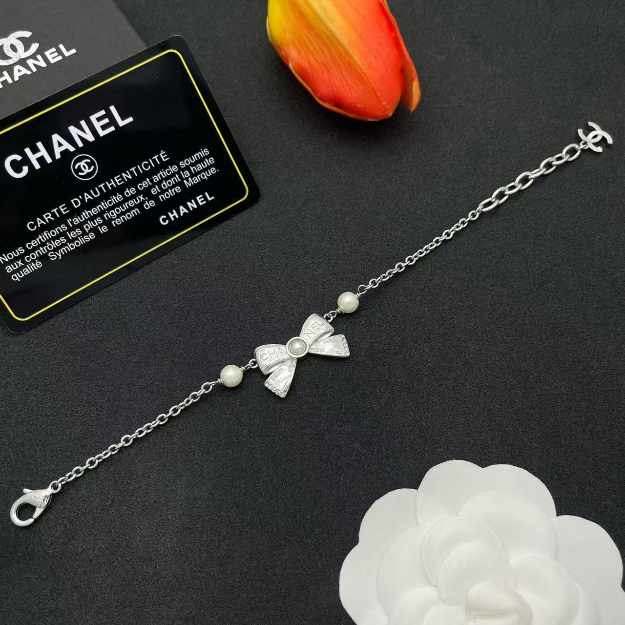 CHANE1 ボウパール ダブルC ブレスレット【50％割引+送料無料】