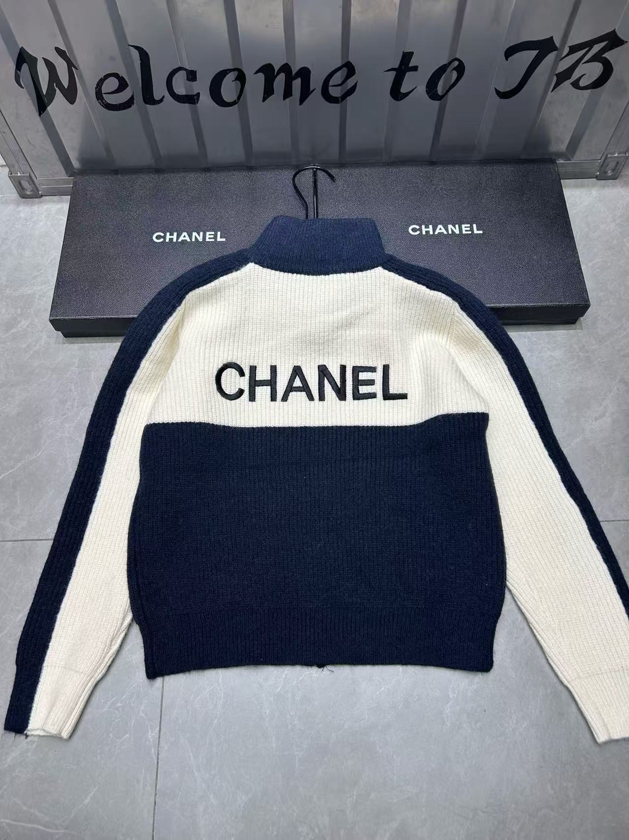 CHANE1 カラーブロック ダブルC ウールカーディガン【50％割引+送料無料】