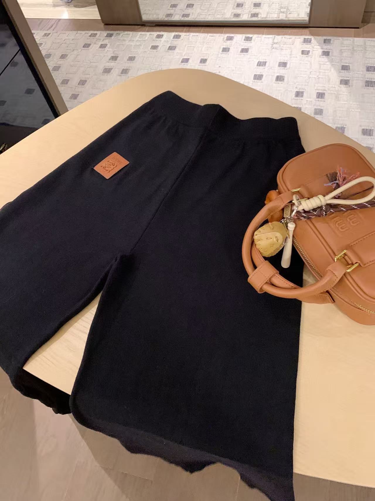 L0WEW ウール カラーブロック Vネック カーディガンとパンツのツーピースセット【50％割引+送料無料】