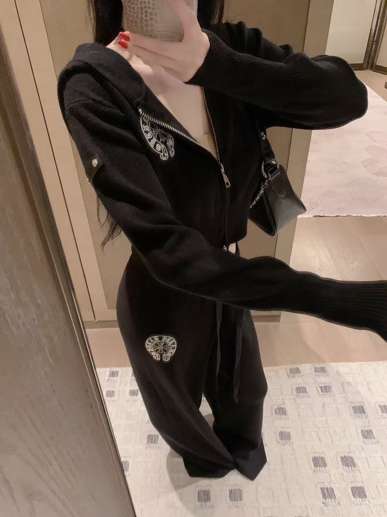 Chr0me Hearts ニットフードジャケット + パンツ ツーピースセット【50％割引+送料無料】