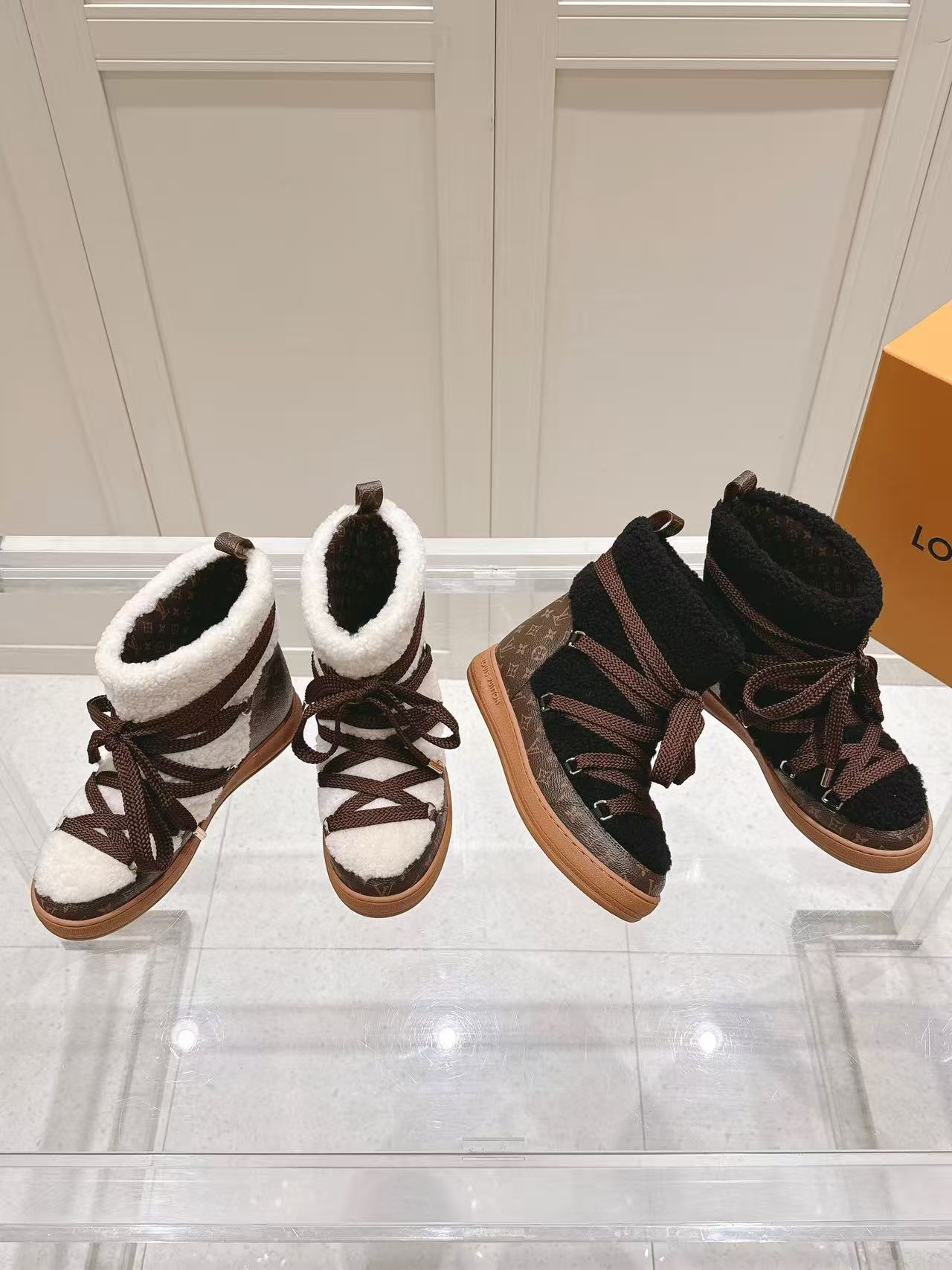 LVの高品質レースアップウールスノーブーツ【50％割引+送料無料】