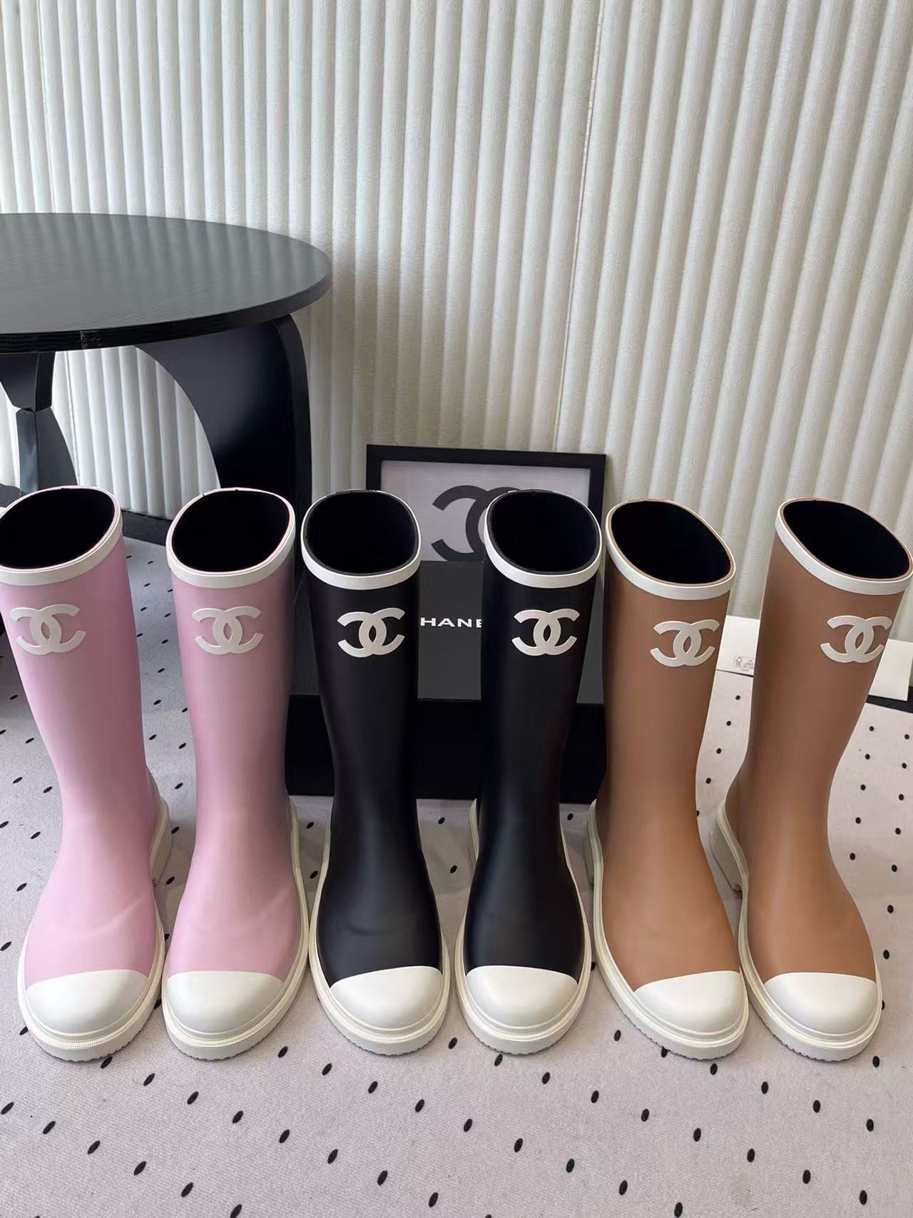 CHANE1 高品質カラーブロックダブルCレインブーツ【50％割引+送料無料】