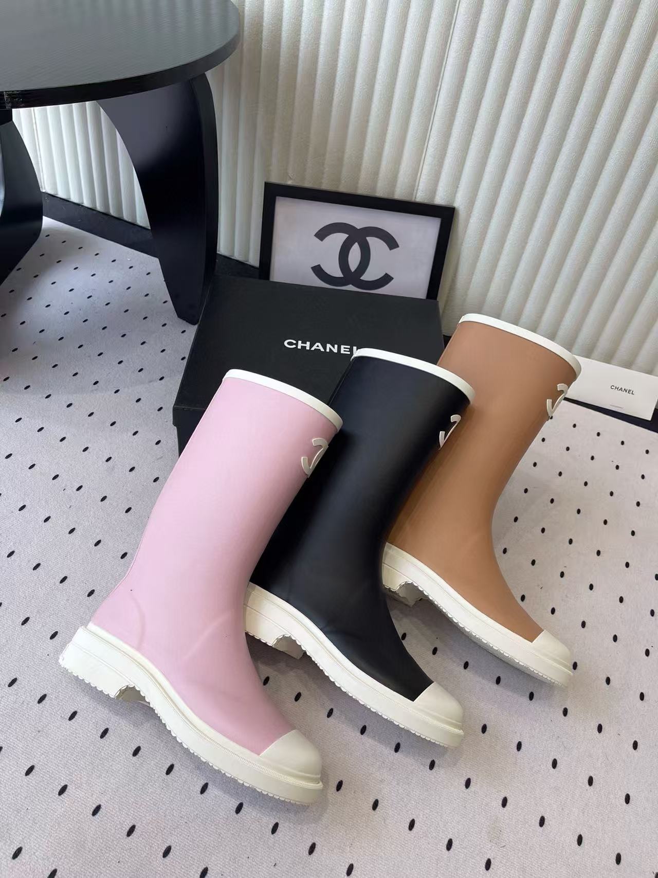 CHANE1 高品質カラーブロックダブルCレインブーツ【50％割引+送料無料】