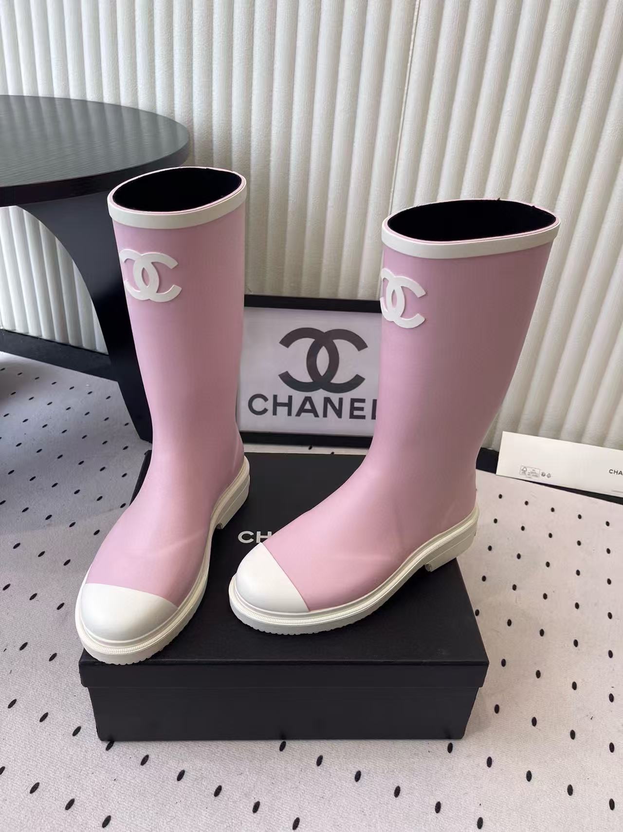 CHANE1 高品質カラーブロックダブルCレインブーツ【50％割引+送料無料】