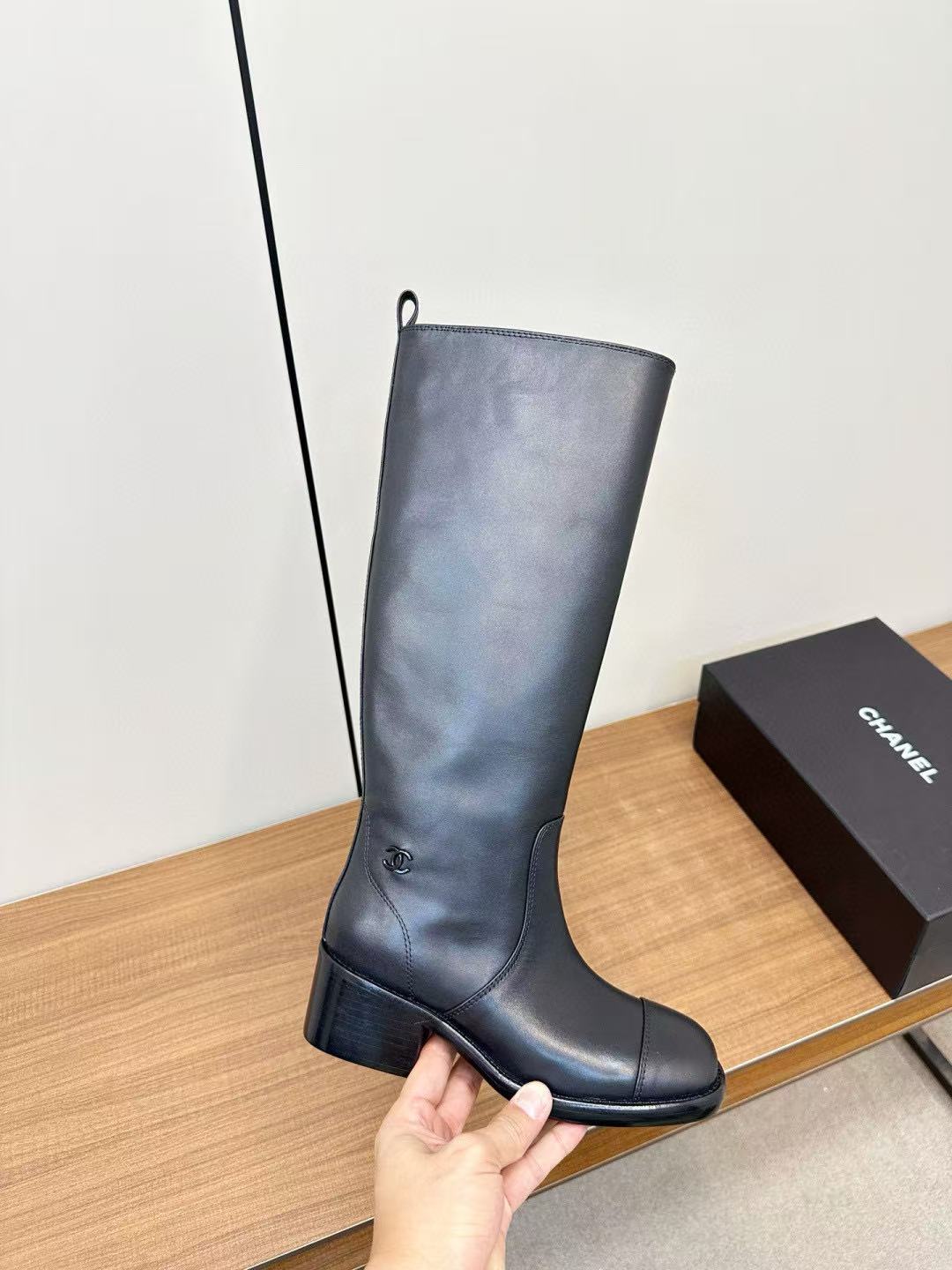 CHANE1 高品質シンプルダブルCレザーサイハイブーツ【50％割引+送料無料】