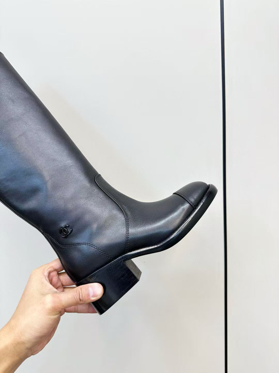 CHANE1 高品質シンプルダブルCレザーサイハイブーツ【50％割引+送料無料】