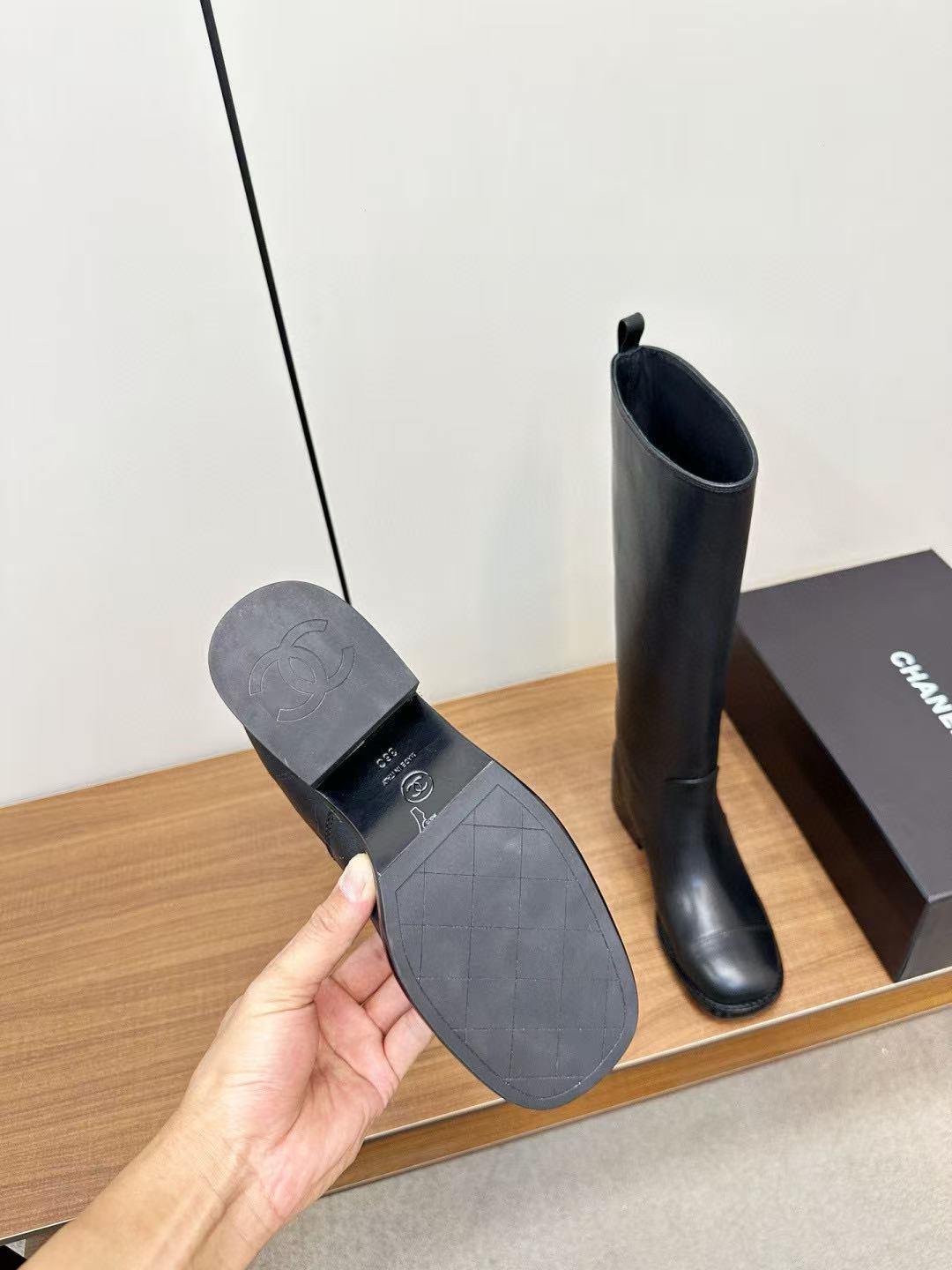 CHANE1 高品質シンプルダブルCレザーサイハイブーツ【50％割引+送料無料】