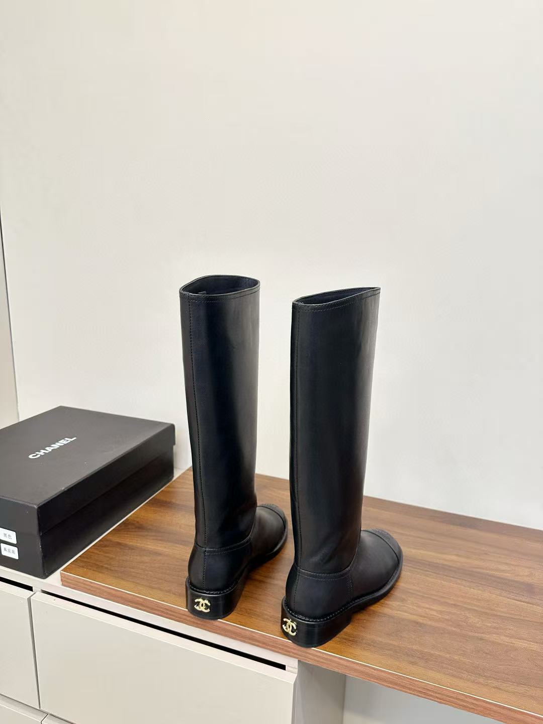 CHANE1 高品質ダブルCシンプルレザーロングブーツ【50％割引+送料無料】