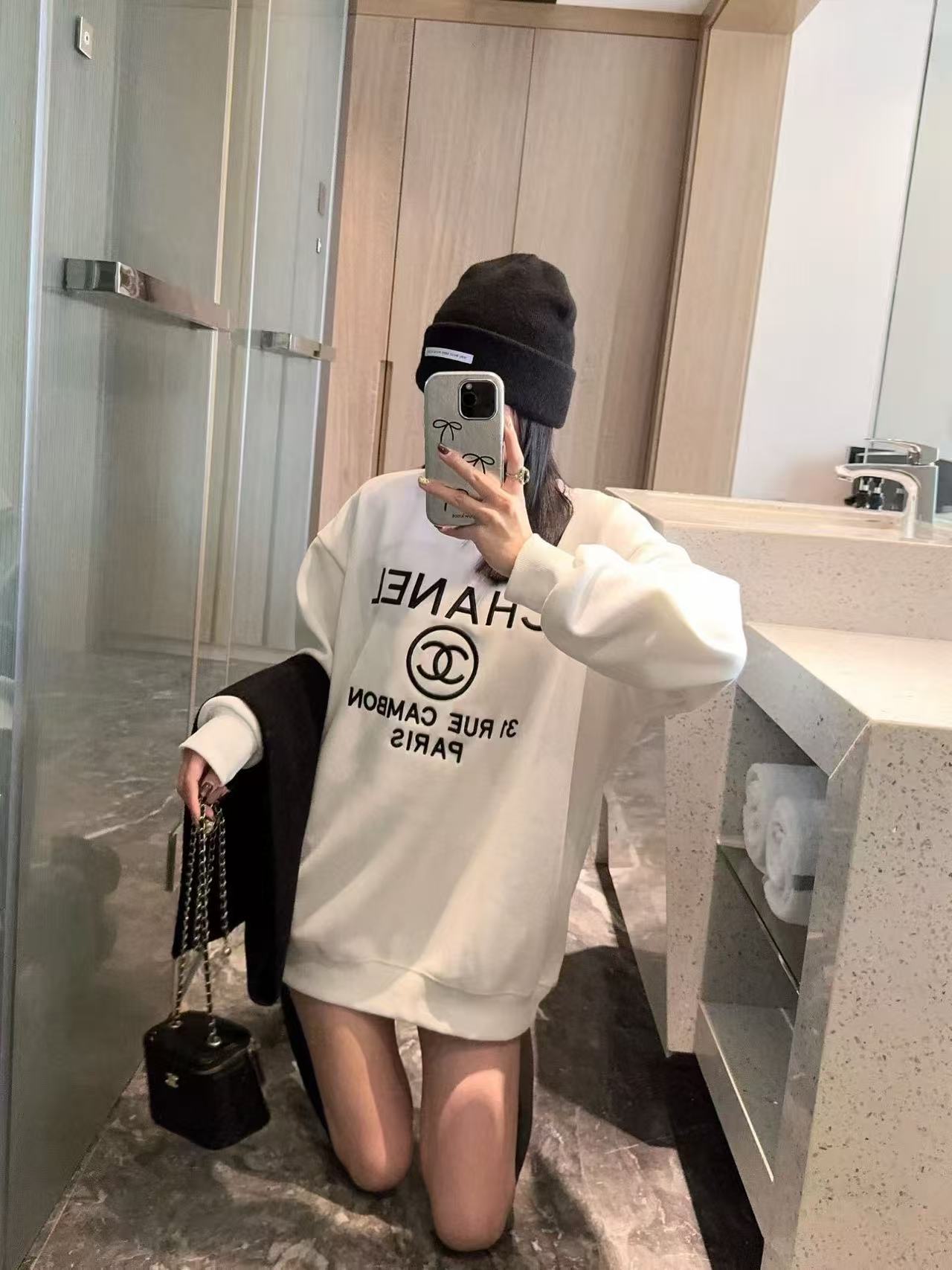 CHANE1 刺繍レタースウェットシャツ + スカーフ【50％割引+送料無料】