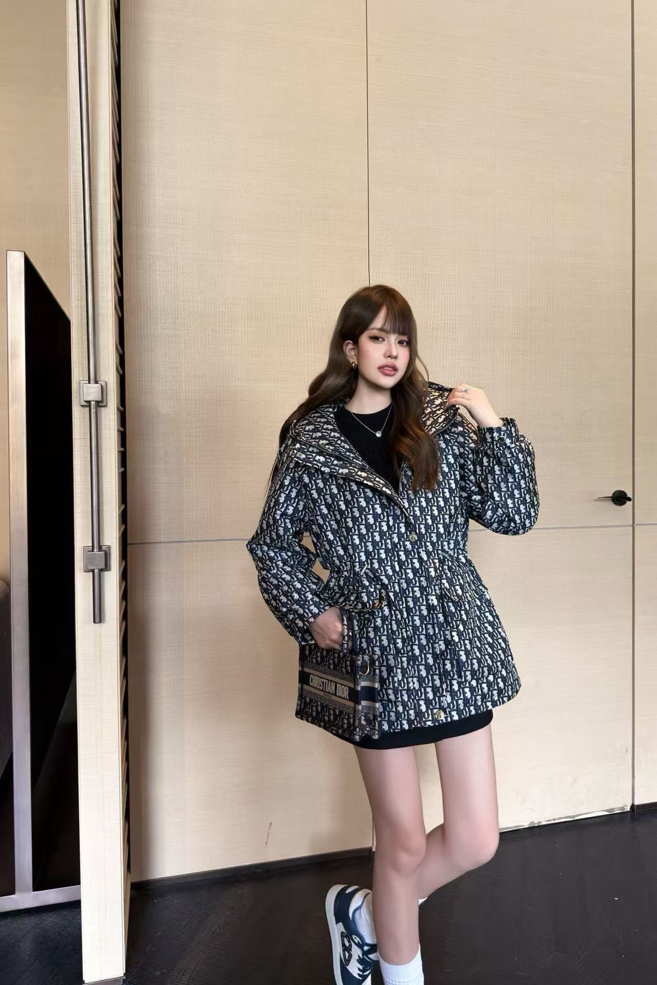 DIOR フード付きジャカード ドローストリング コットン ジャケット【50％割引+送料無料】