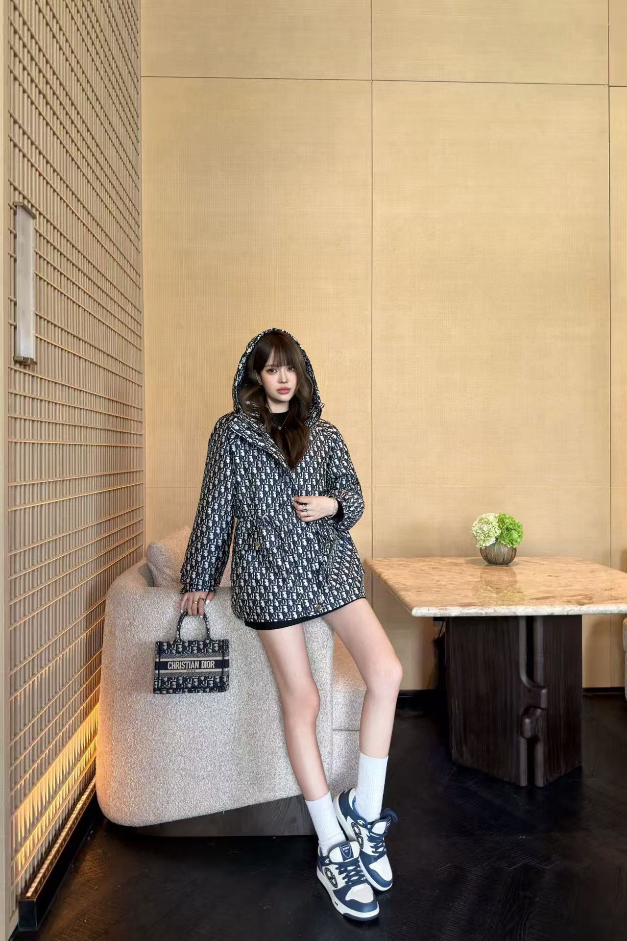 DIOR フード付きジャカード ドローストリング コットン ジャケット【50％割引+送料無料】