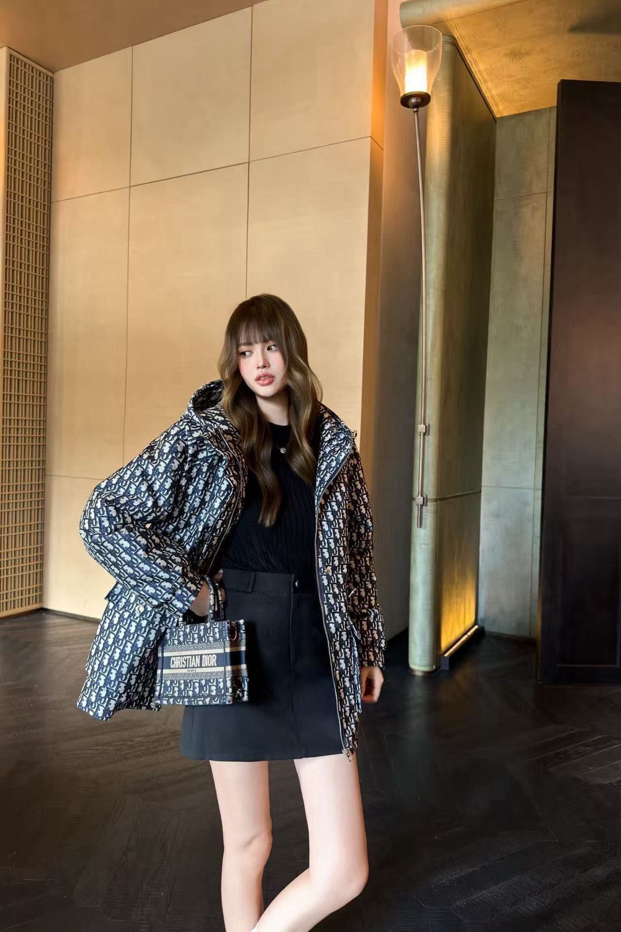 DIOR フード付きジャカード ドローストリング コットン ジャケット【50％割引+送料無料】