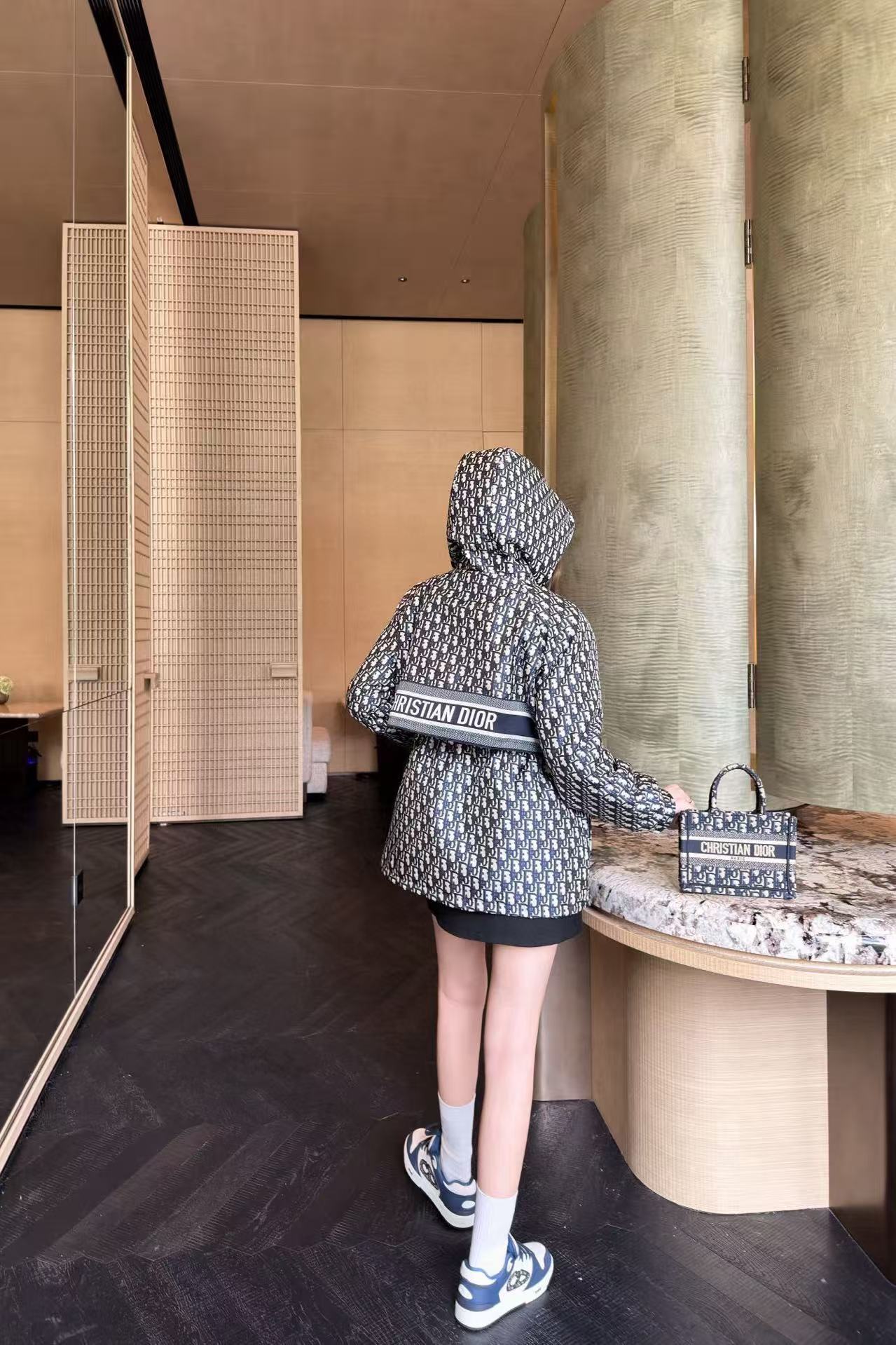 DIOR フード付きジャカード ドローストリング コットン ジャケット【50％割引+送料無料】