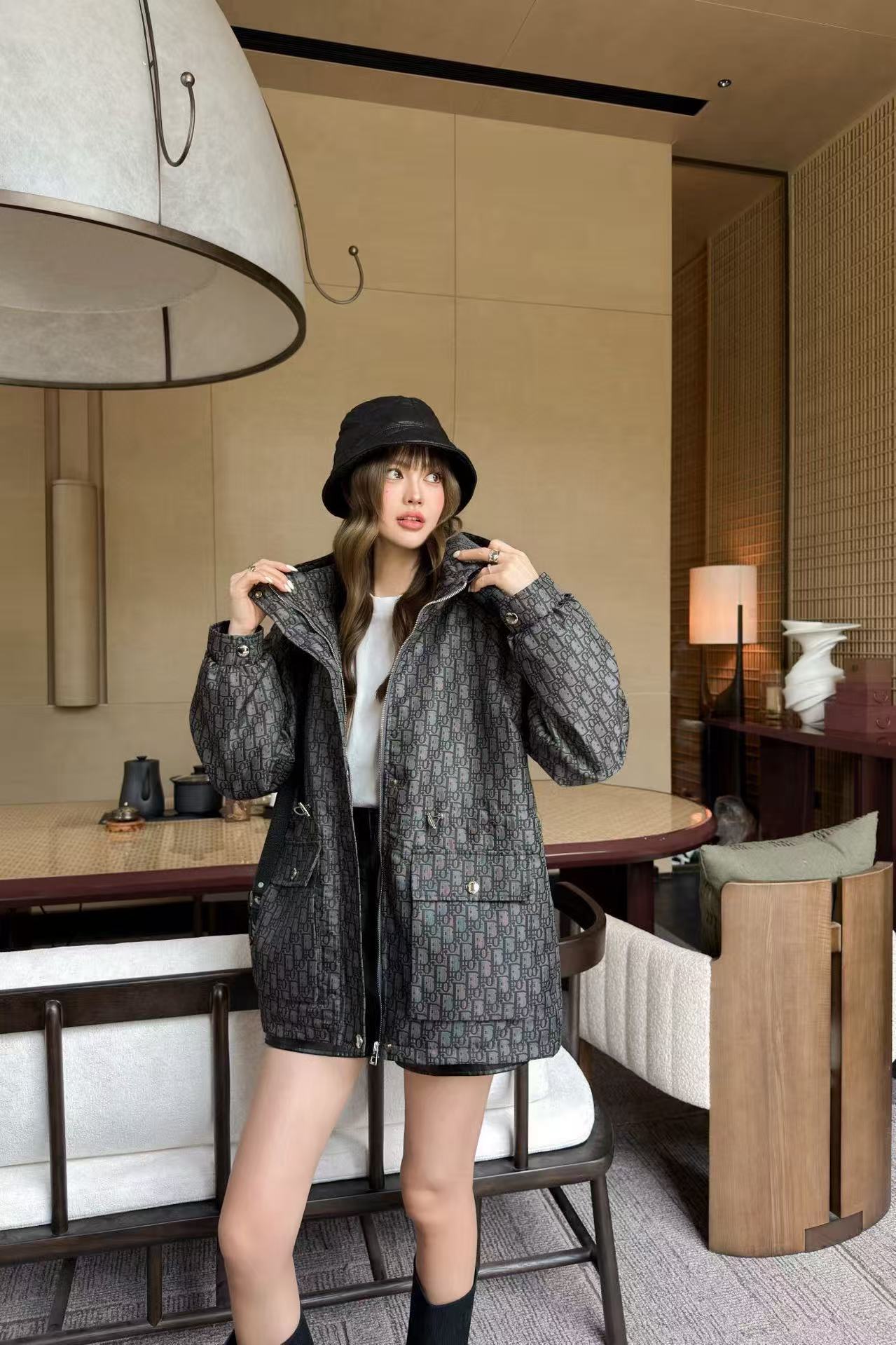 DIOR フード付きジャカード ツーポケット ジャケット【50％割引+送料無料】