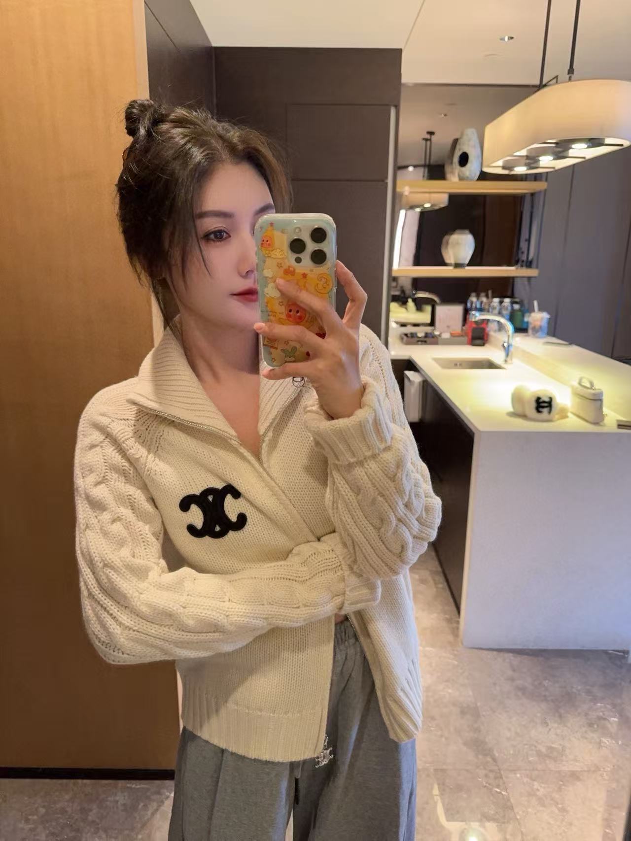 CEL1NE 凱旋門ジッパーウールカーディガン【50％割引+送料無料】