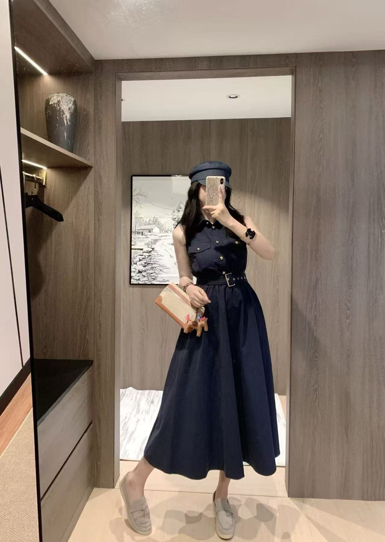 DIOR メタルボタン ノースリーブ ドレス【50％割引+送料無料】