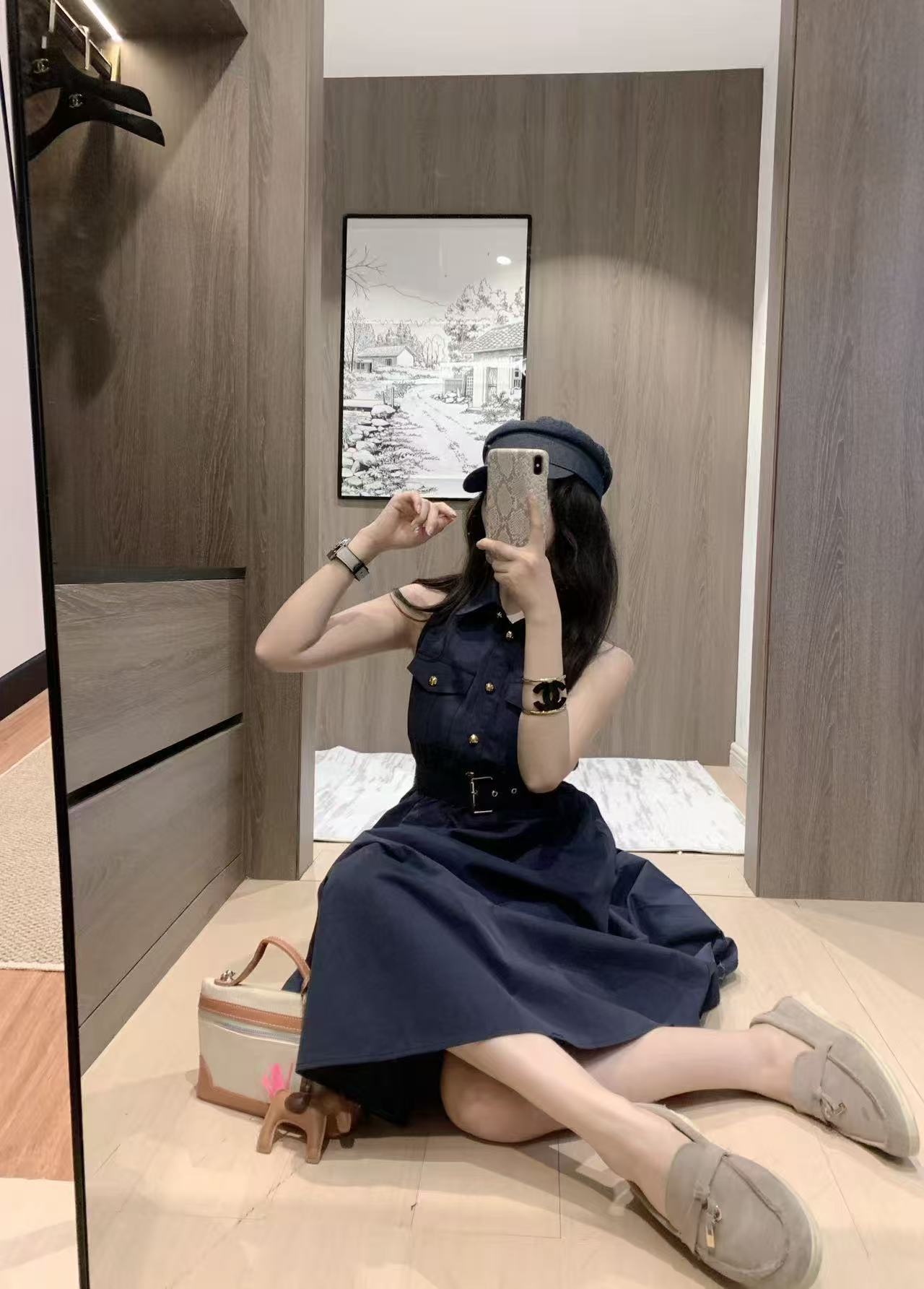 DIOR メタルボタン ノースリーブ ドレス【50％割引+送料無料】