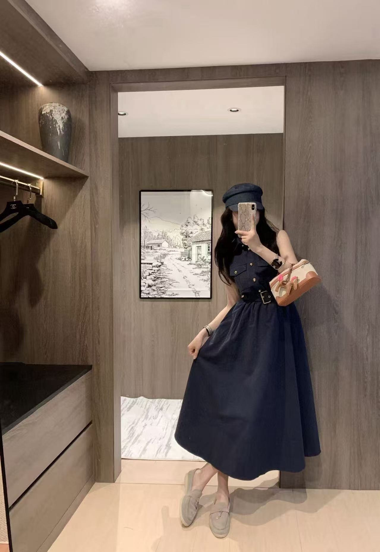 DIOR メタルボタン ノースリーブ ドレス【50％割引+送料無料】