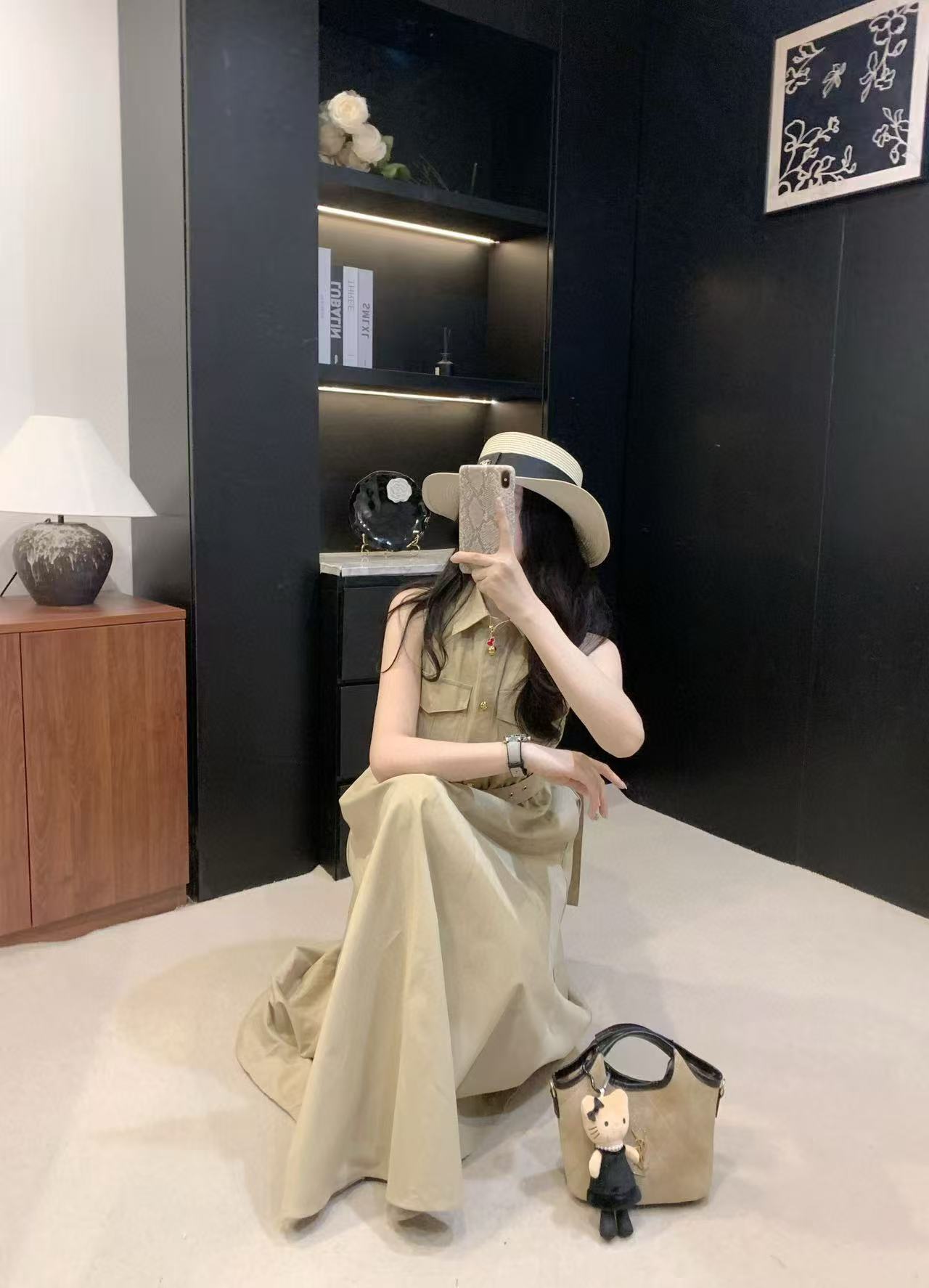 DIOR メタルボタン ノースリーブ ドレス【50％割引+送料無料】