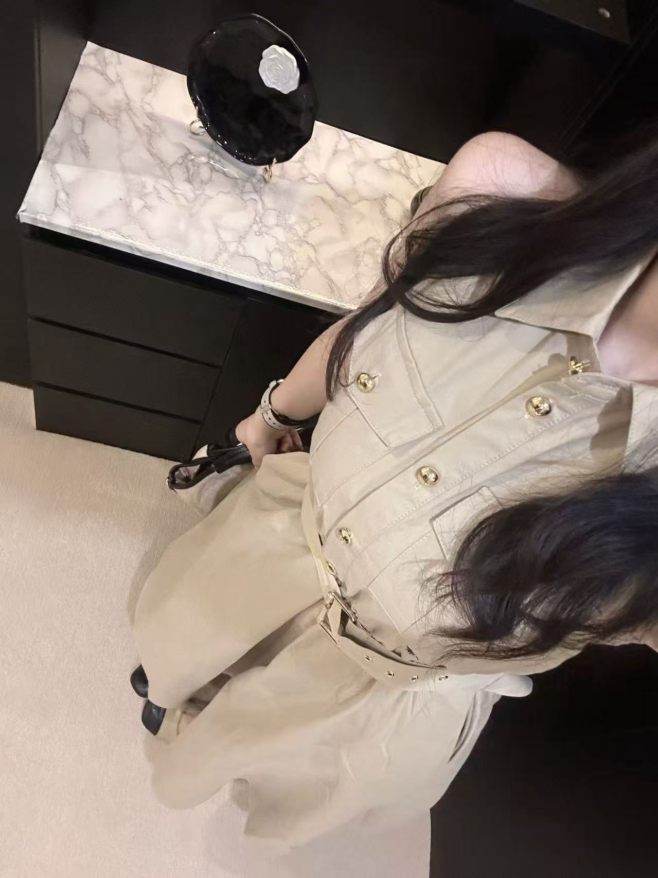 DIOR メタルボタン ノースリーブ ドレス【50％割引+送料無料】