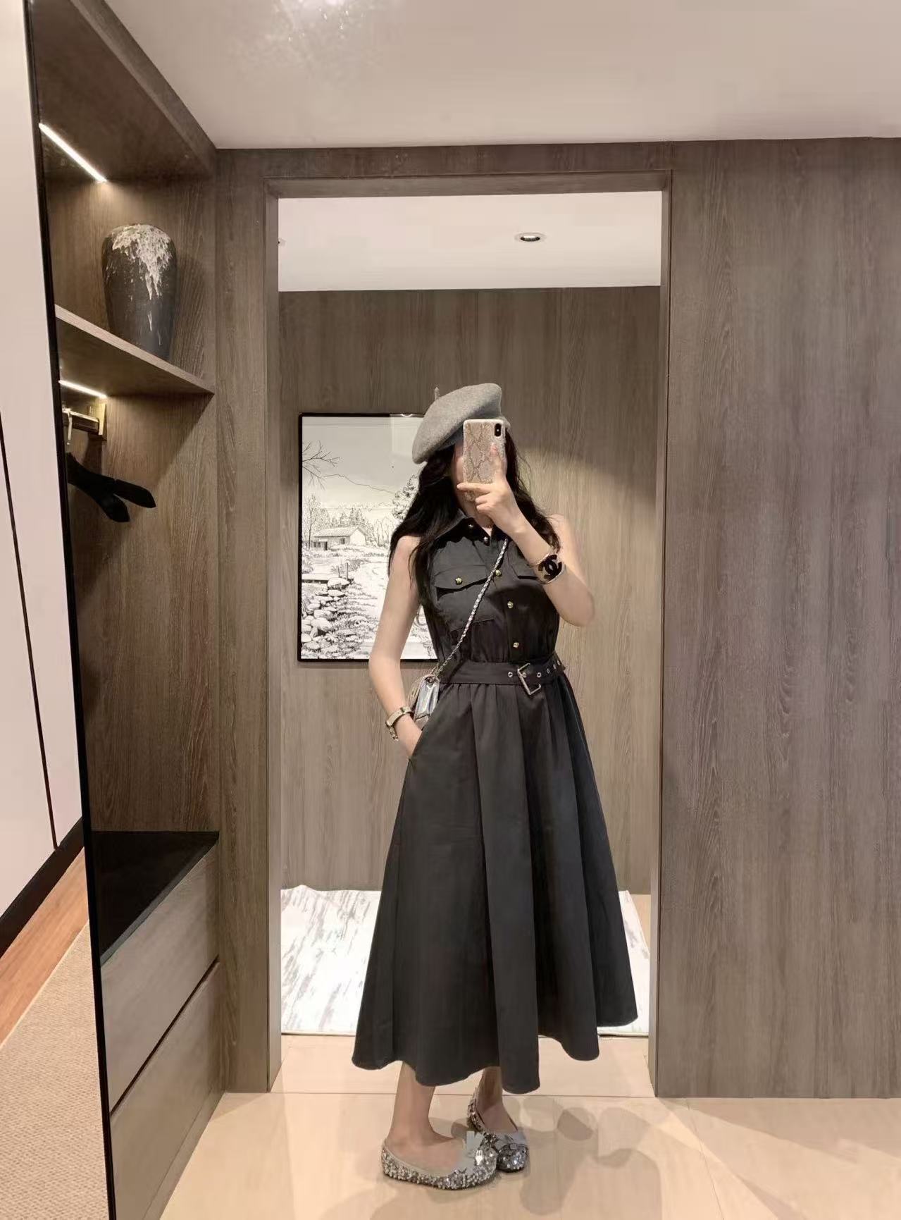 DIOR メタルボタン ノースリーブ ドレス【50％割引+送料無料】