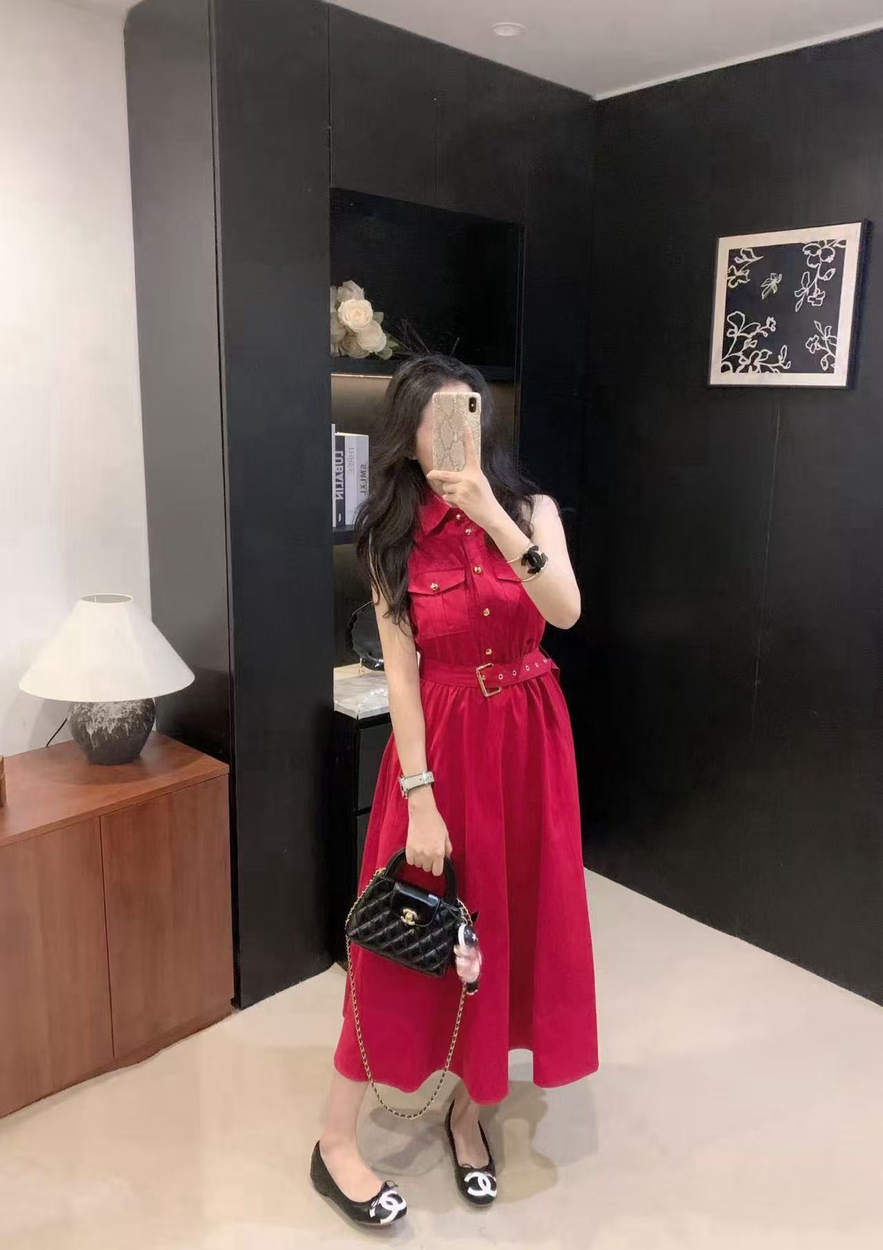 DIOR メタルボタン ノースリーブ ドレス【50％割引+送料無料】