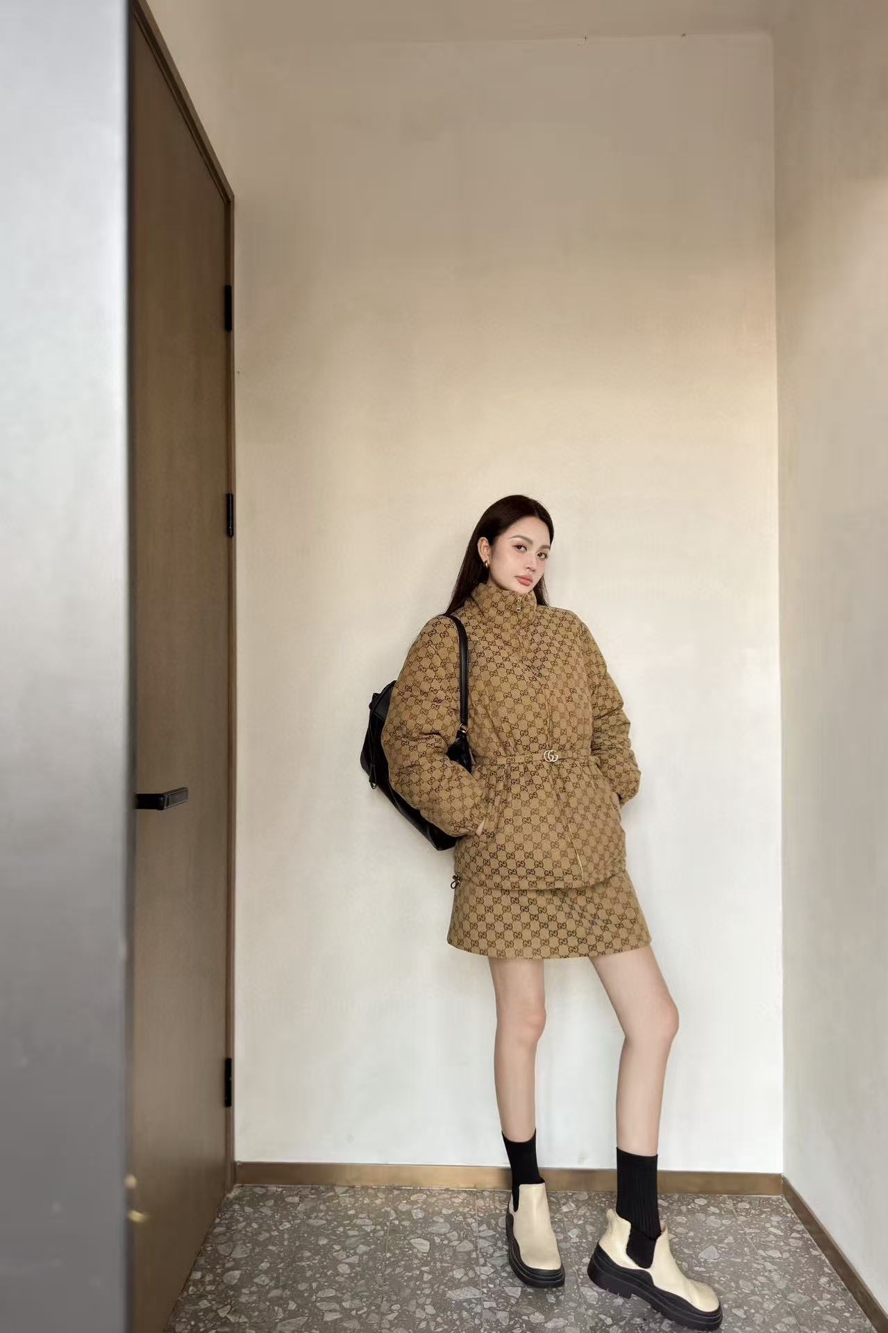 GUCC1 ジャカード ダウンジャケット【50％割引+送料無料】