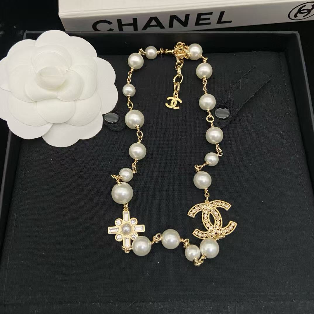 CHANE1 パール ダブルC ネックレス【50％割引+送料無料】