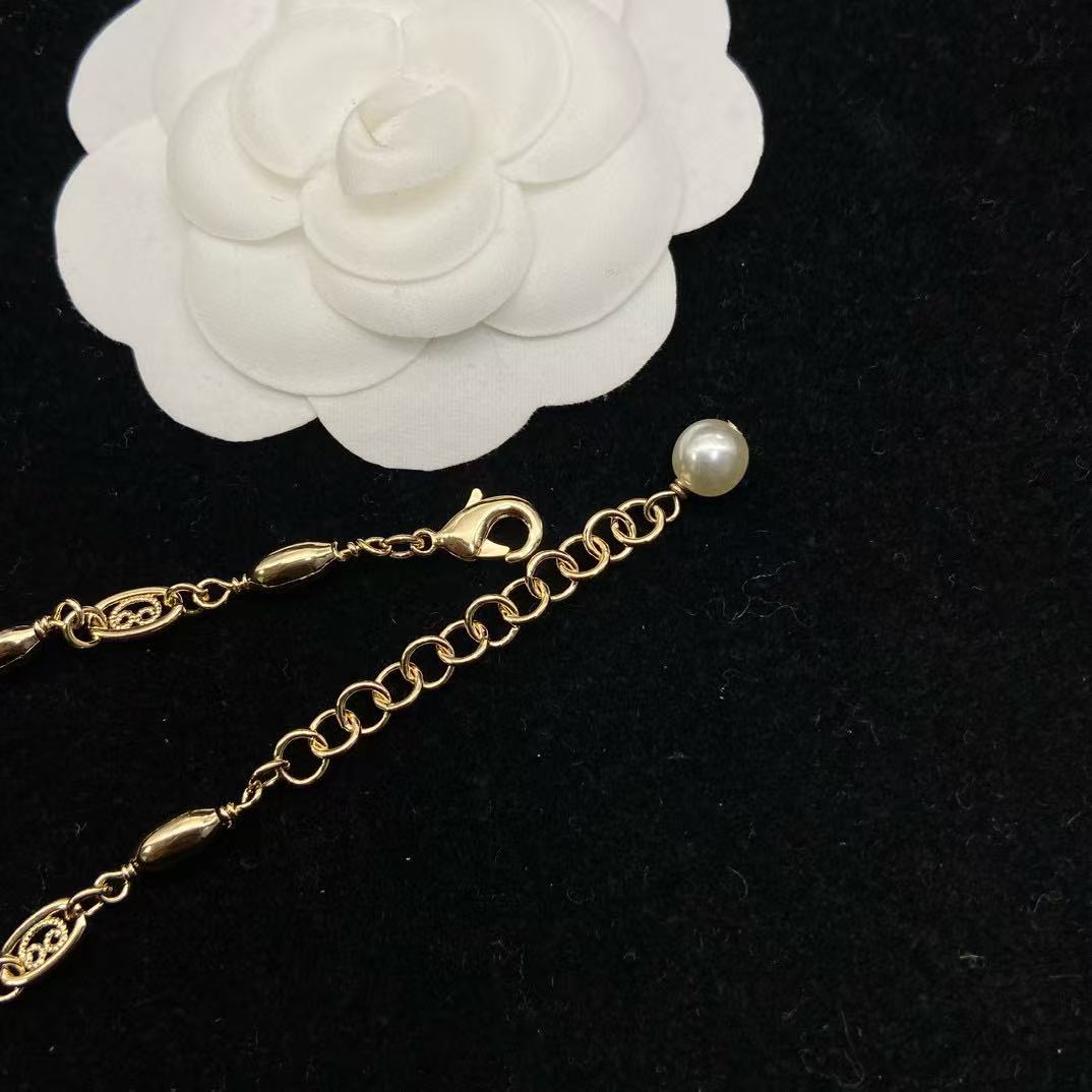 CHANE1 ダブルC ダイヤモンド＆パールブレスレット【50％割引+送料無料】