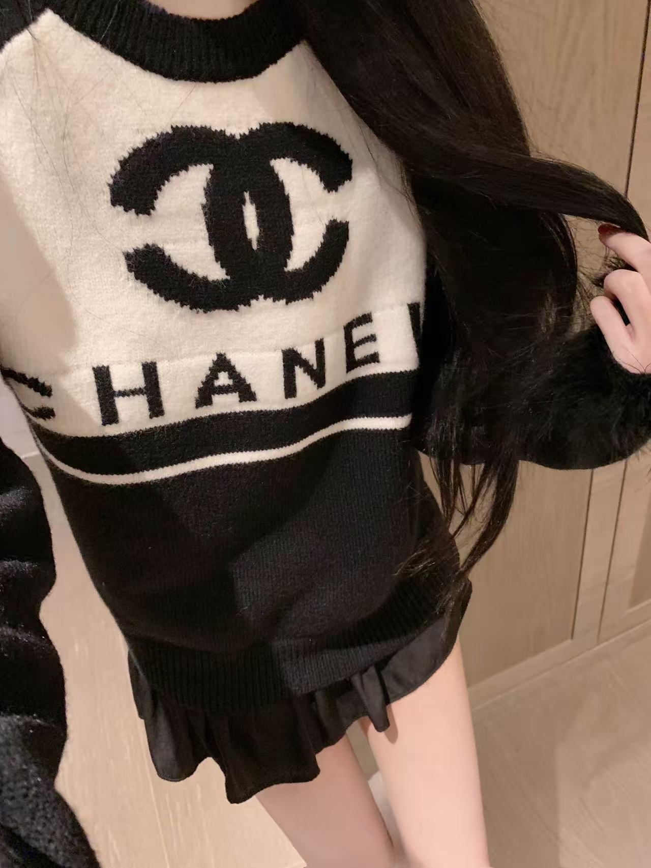 CHANE1 カラーブロック ダブルC セーター【50％割引+送料無料】