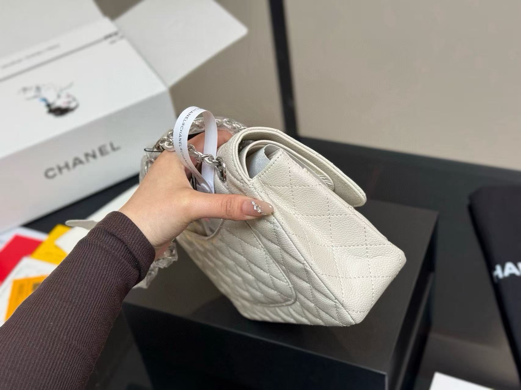 CHANE1CF キャビアチェーンショルダー/クロスボディバッグ【50％割引+送料無料】