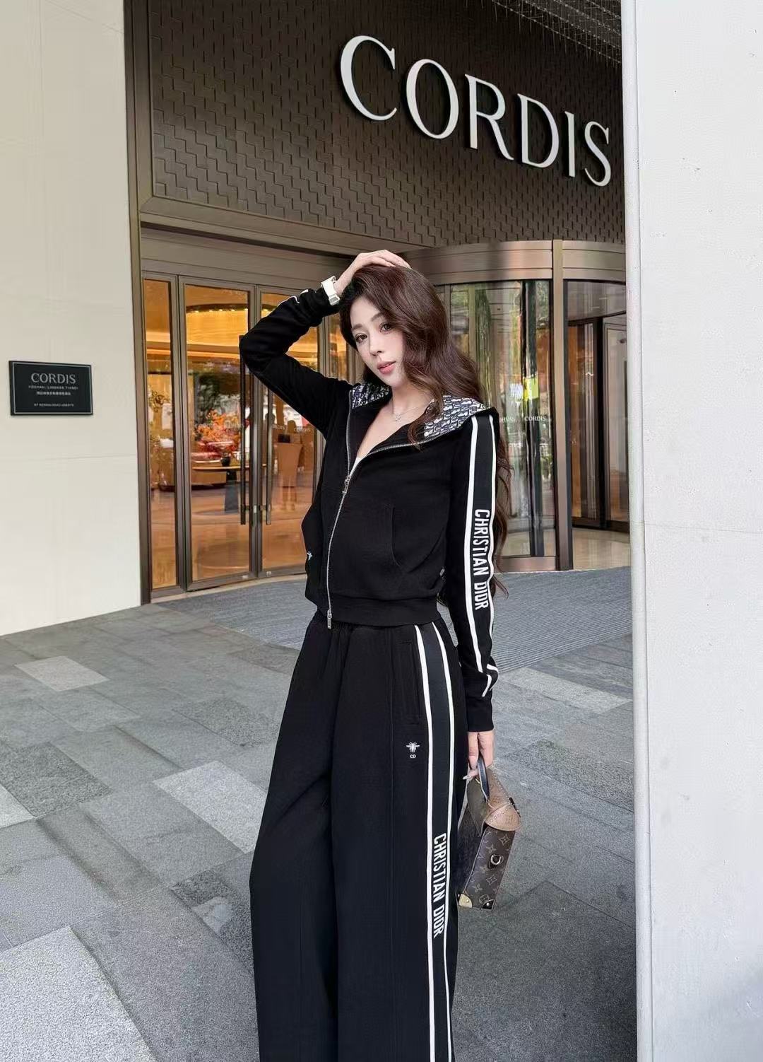 DIORレタード ジップアップ フード付きカジュアルスーツ【50％割引+送料無料】