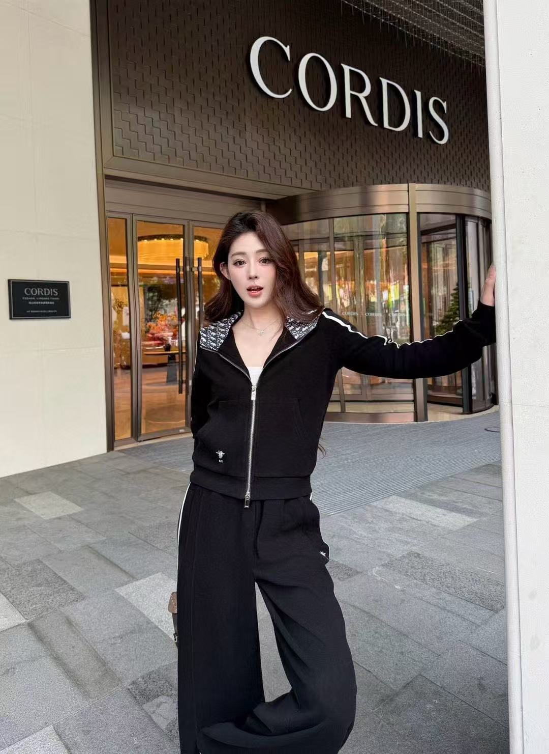 DIORレタード ジップアップ フード付きカジュアルスーツ【50％割引+送料無料】