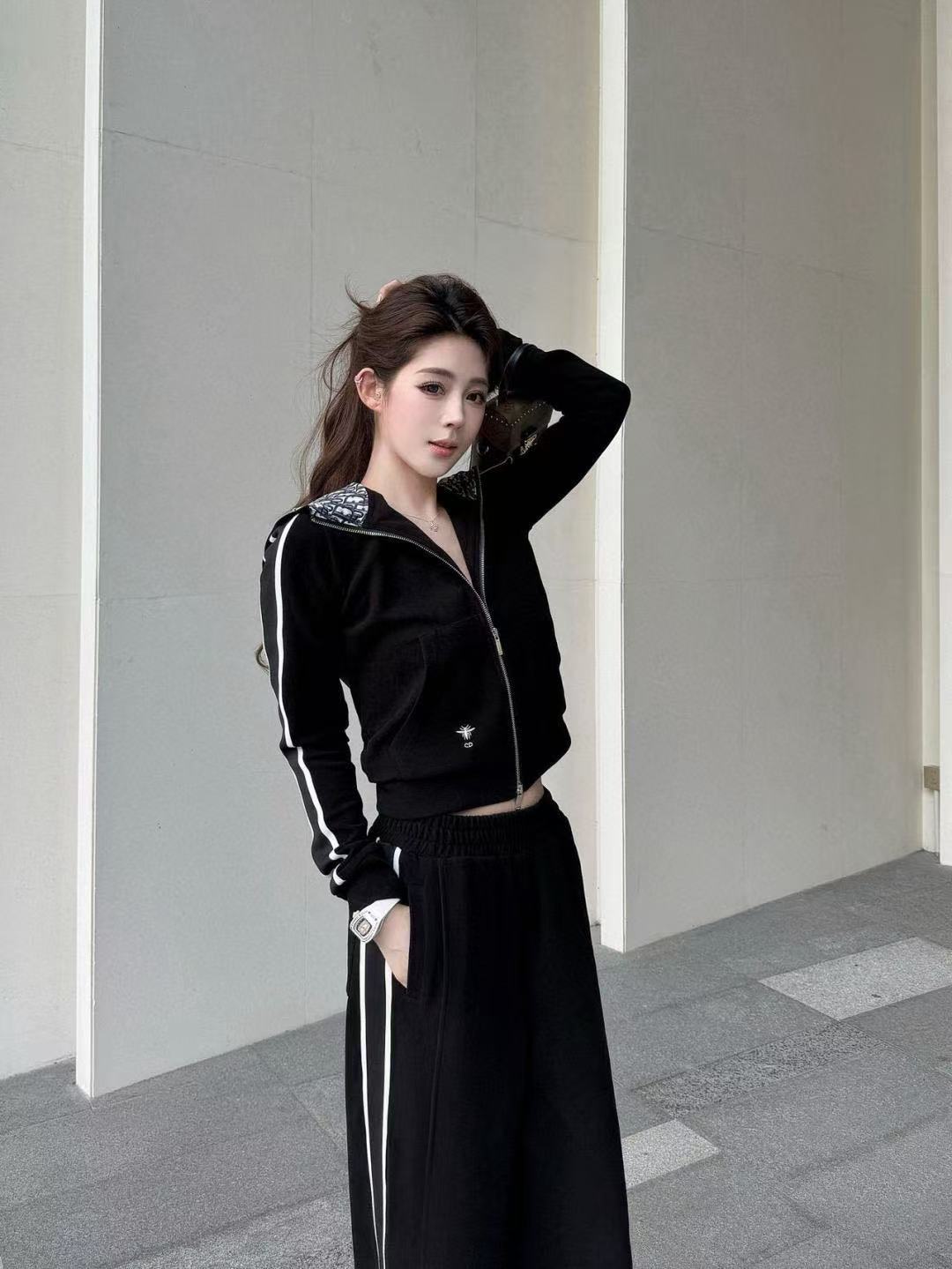 DIORレタード ジップアップ フード付きカジュアルスーツ【50％割引+送料無料】