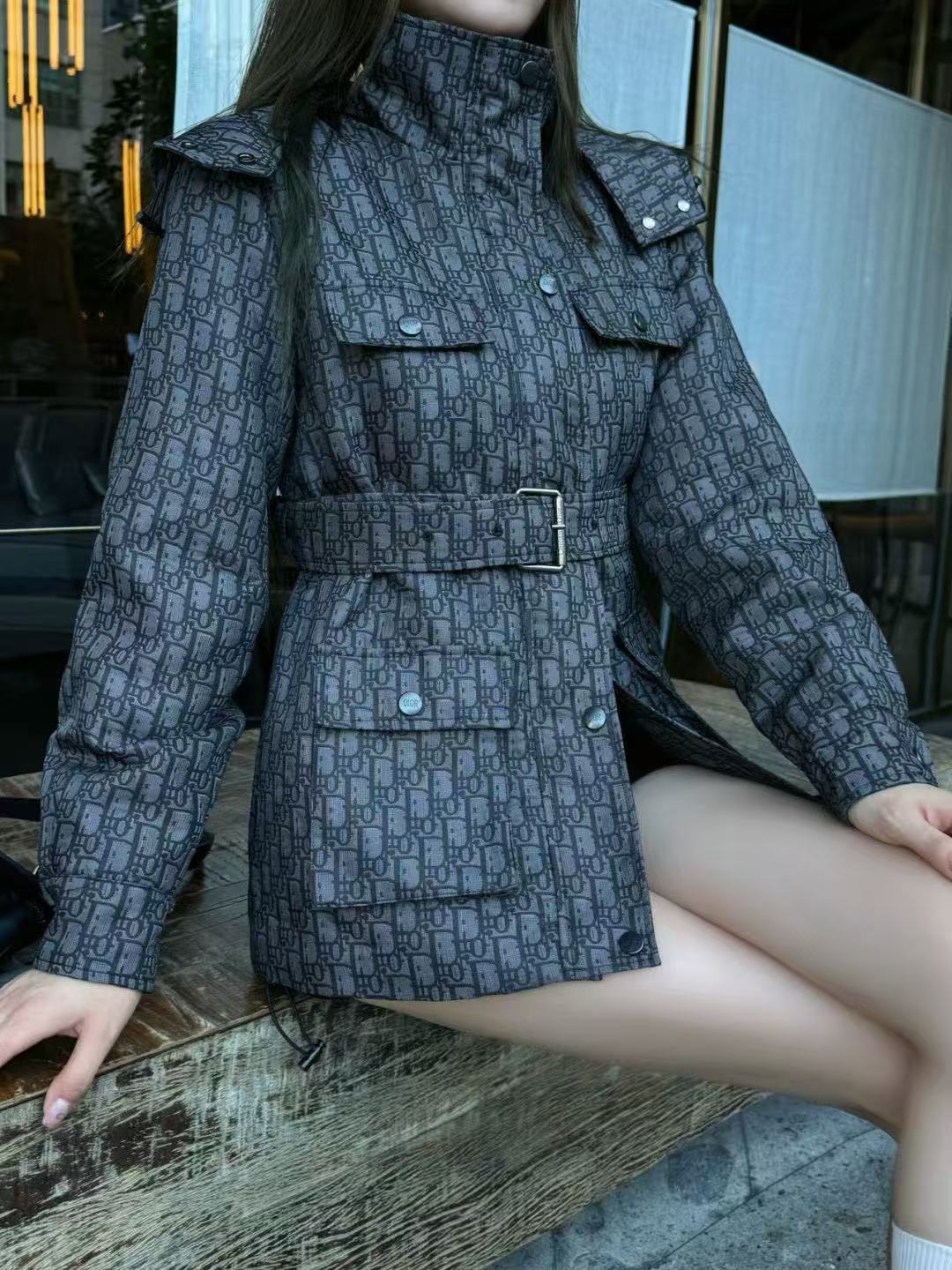 DIOR ジャカード フード付きキルティングジャケット【50％割引+送料無料】