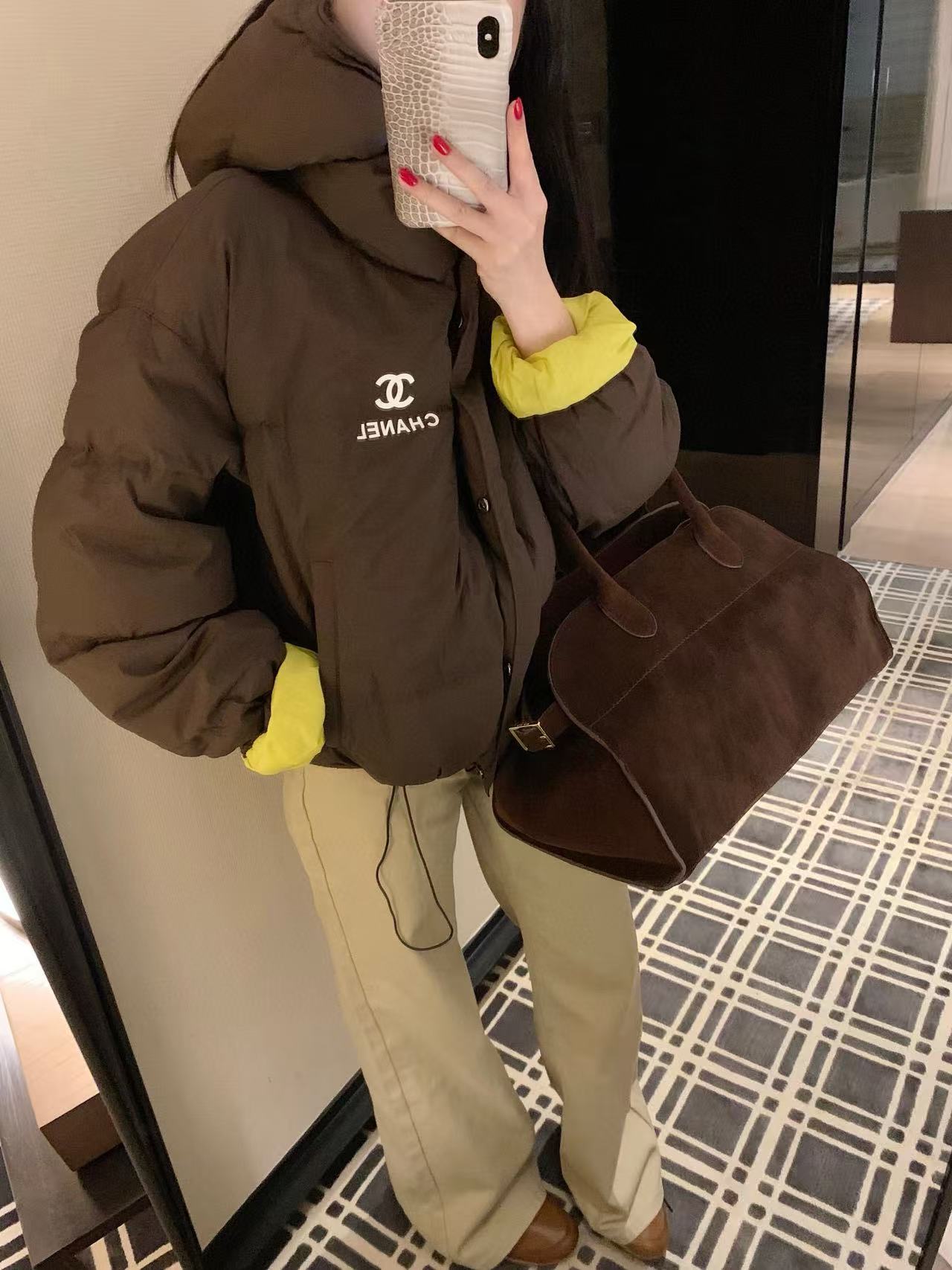 CHANE1 シンプルダブルCフードジャケット【50％割引+送料無料】