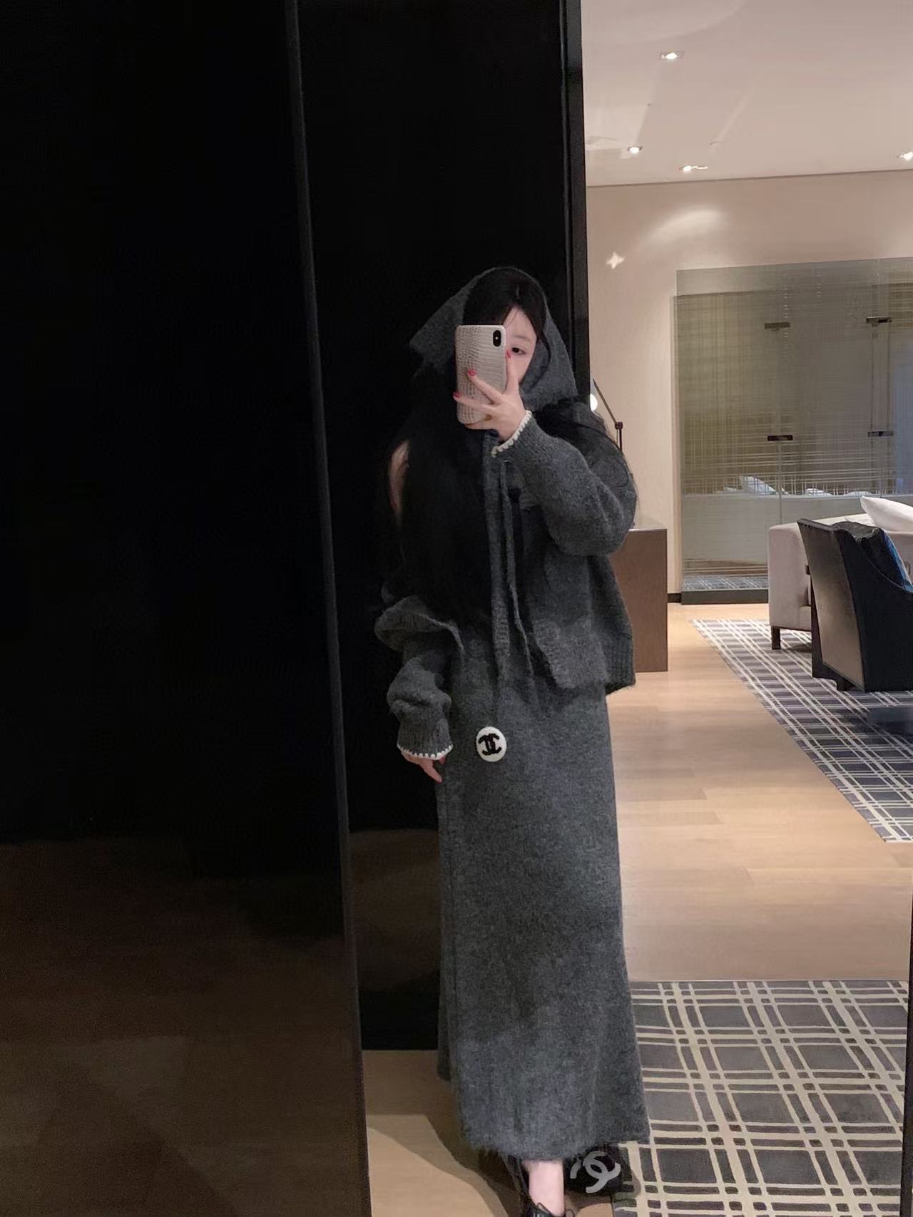 CHANE1 カーディガン、スカート、帽子の3点セット【50％割引+送料無料】