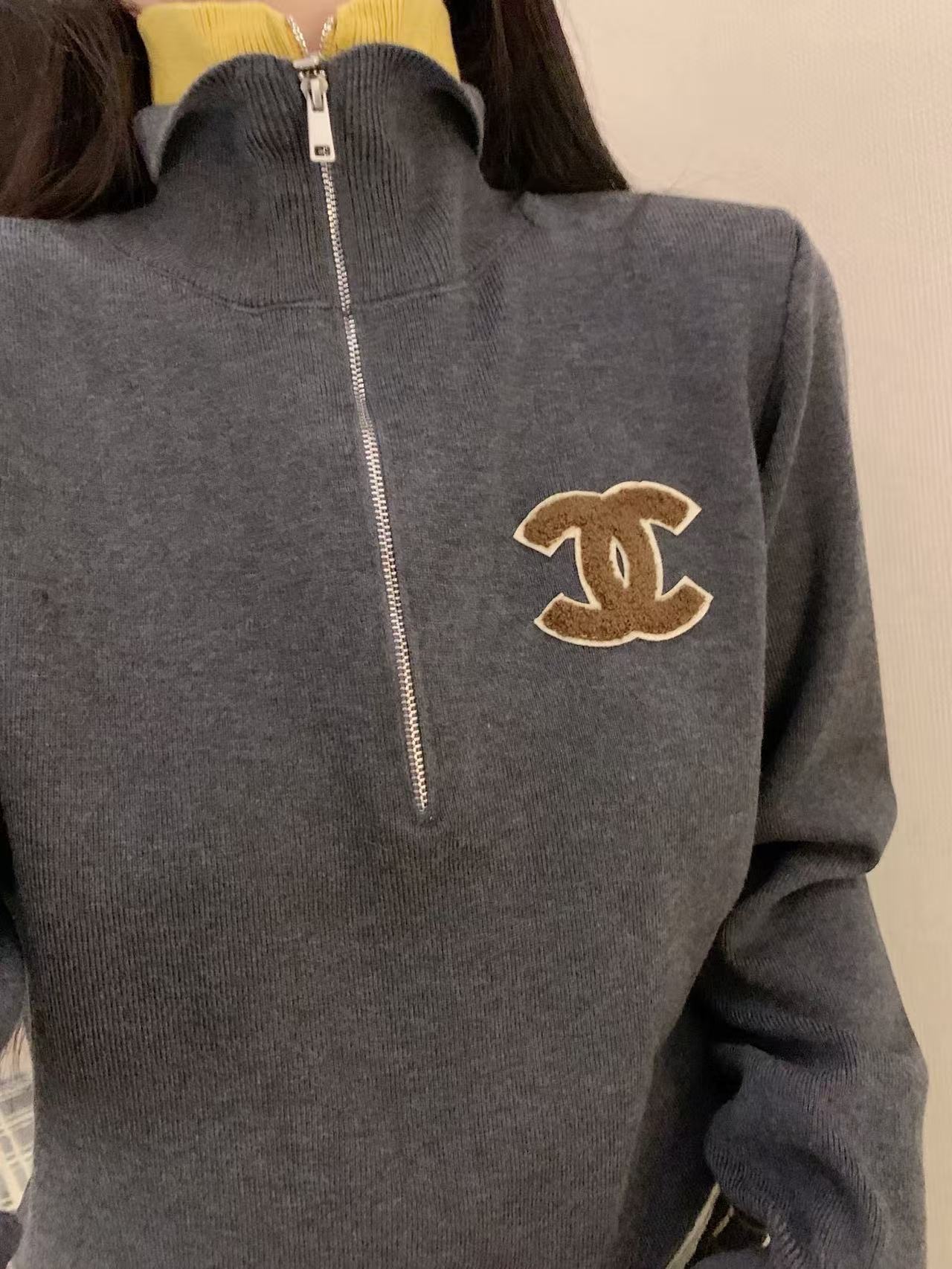 CHANE1 ハイネックダブルCニットセーター【50％割引+送料無料】