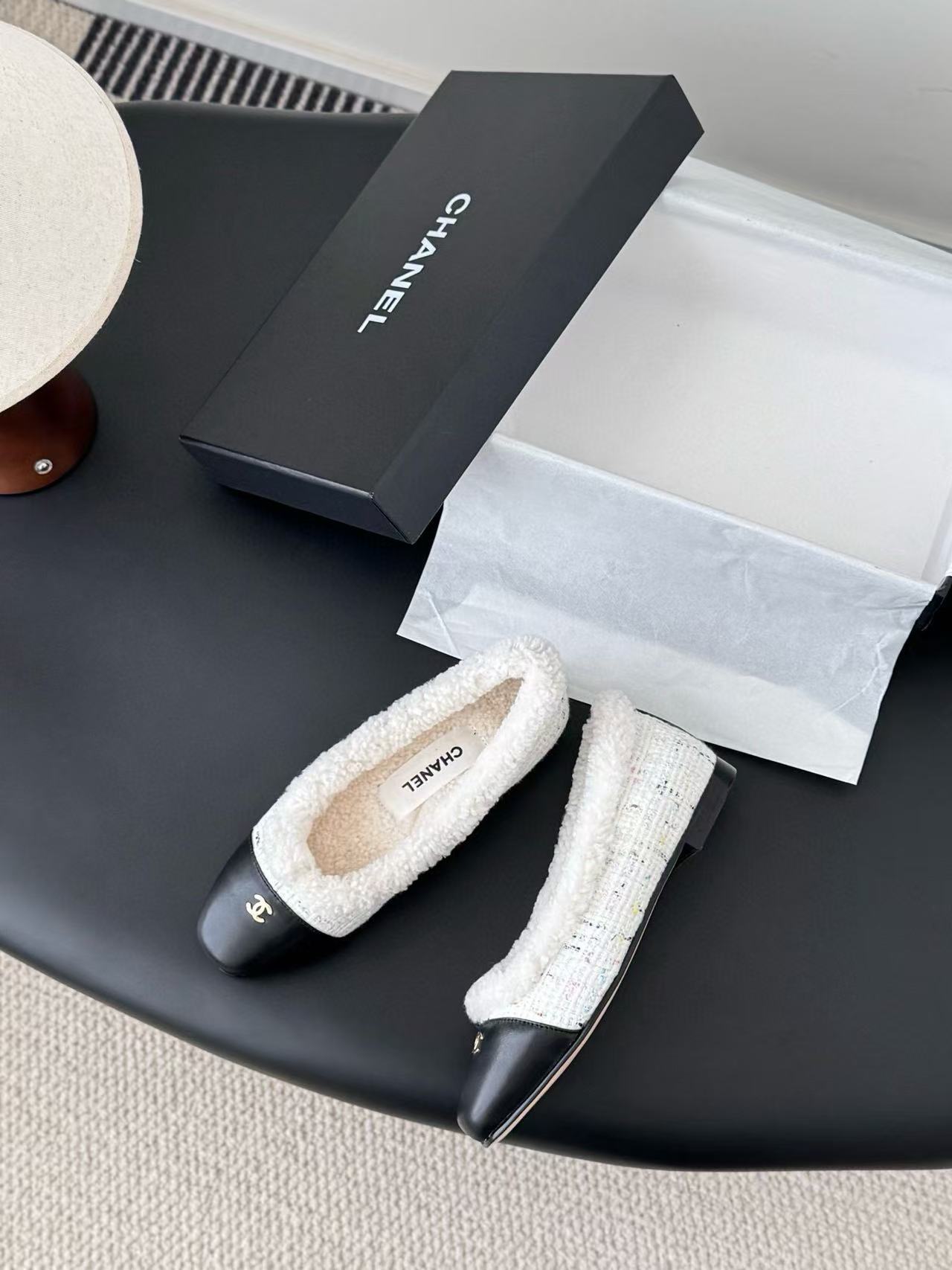 CHANE1 高品質ダブルCウールフラットシューズ【50％割引+送料無料】