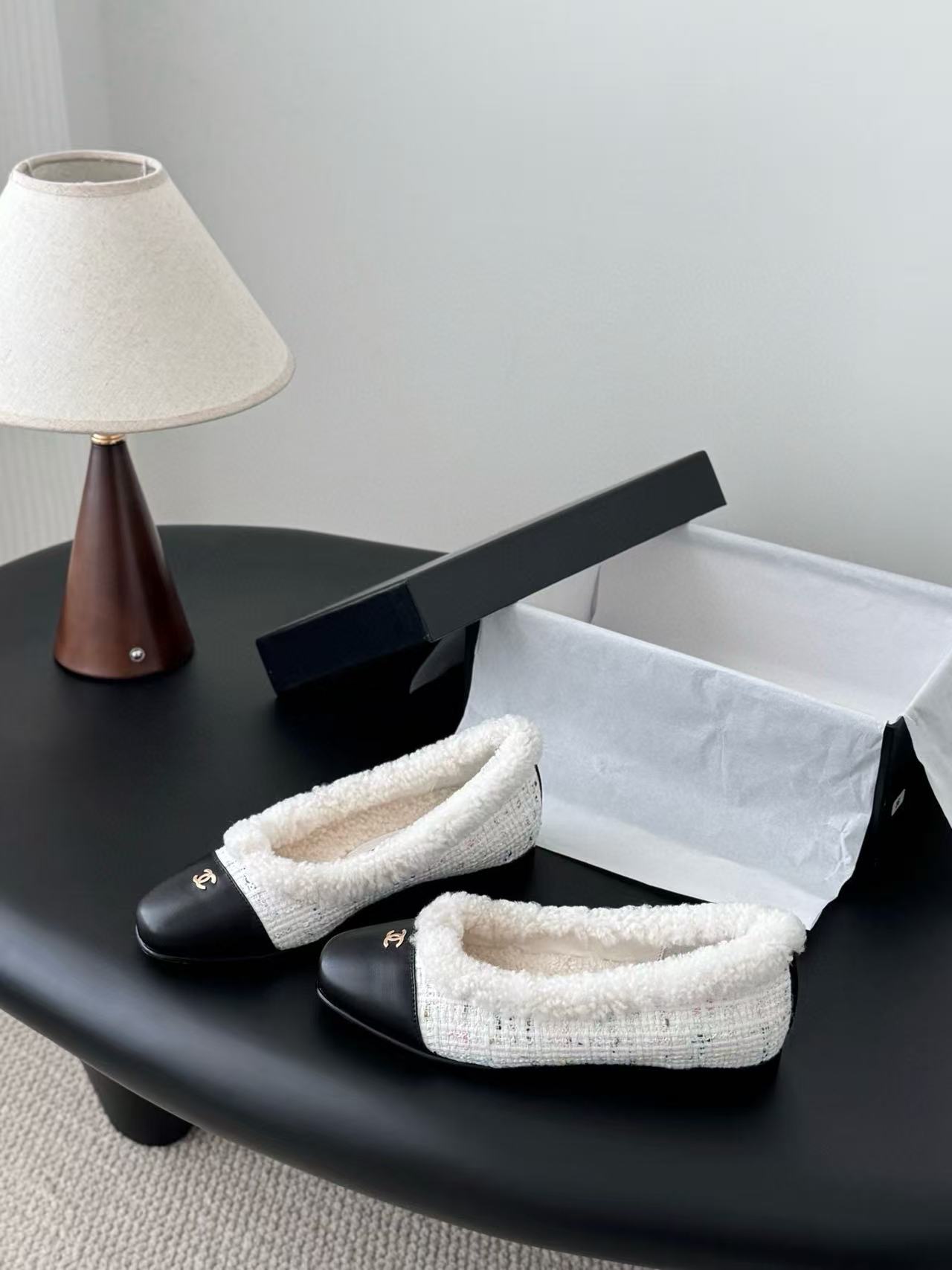 CHANE1 高品質ダブルCウールフラットシューズ【50％割引+送料無料】