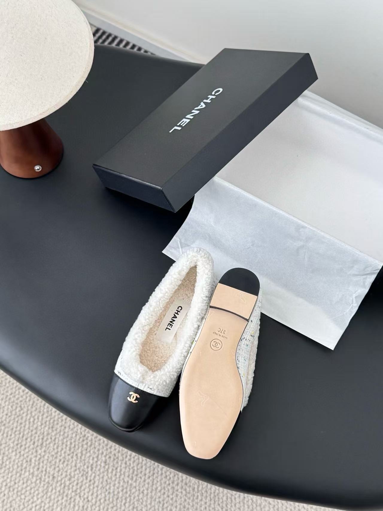 CHANE1 高品質ダブルCウールフラットシューズ【50％割引+送料無料】