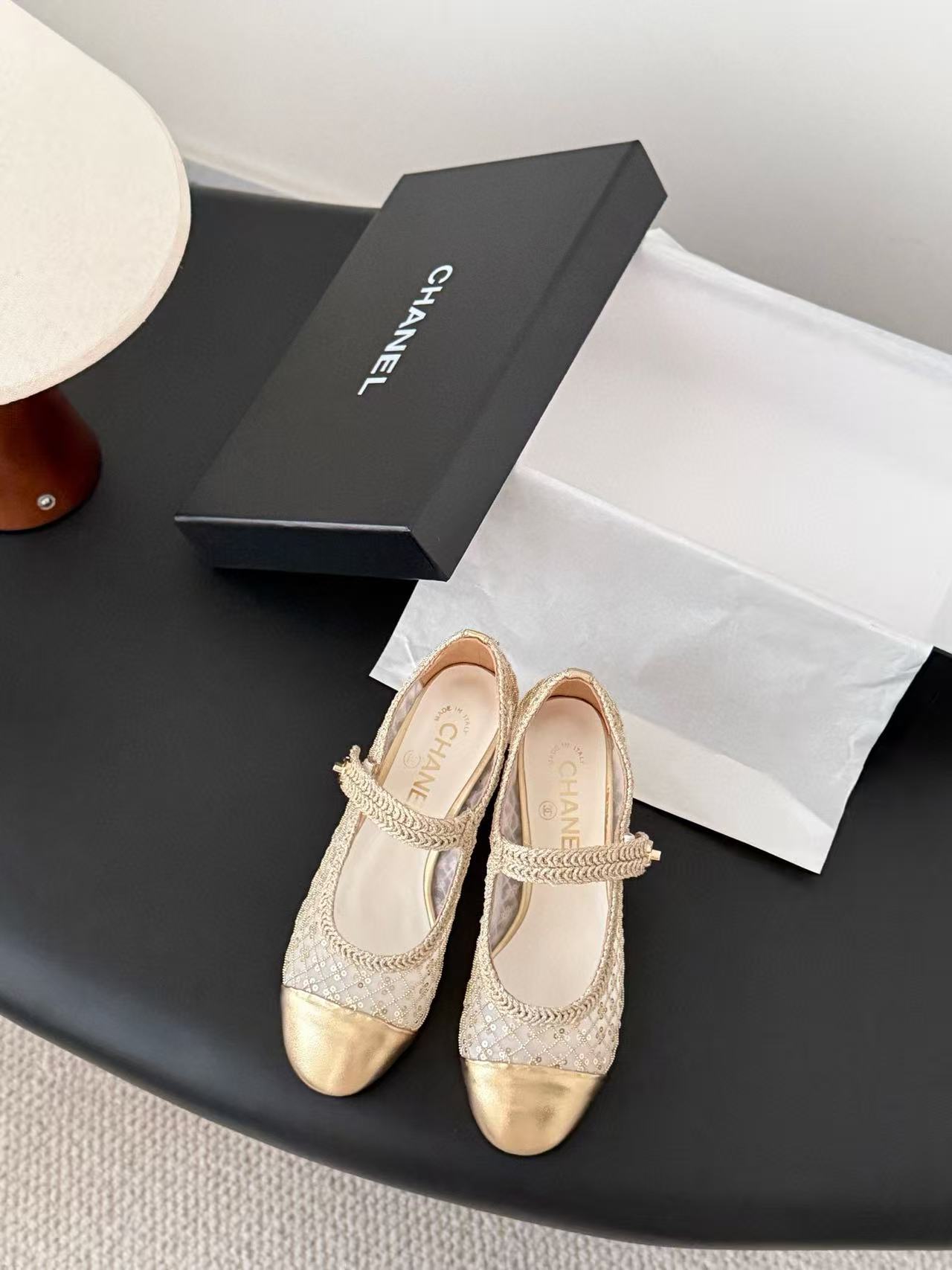 CHANE1 高品質スパンコールローヒールシューズ【50％割引+送料無料】