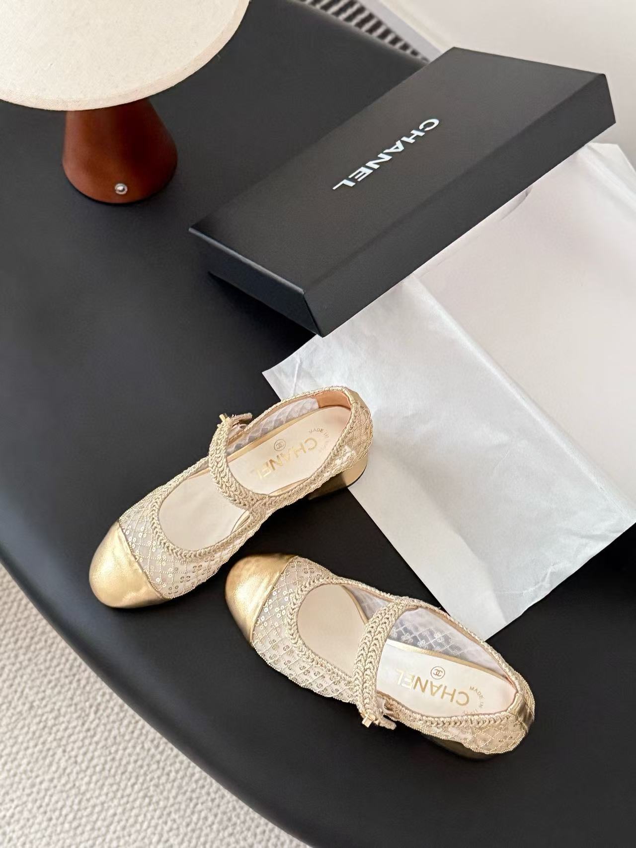 CHANE1 高品質スパンコールローヒールシューズ【50％割引+送料無料】