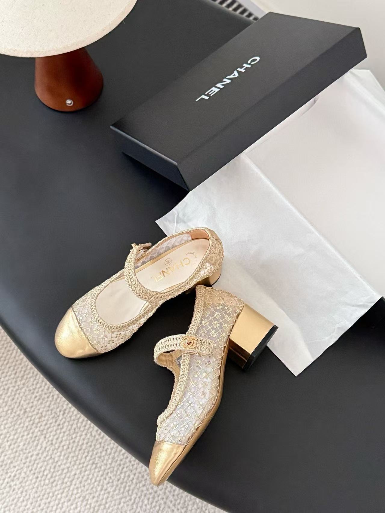 CHANE1 高品質スパンコールローヒールシューズ【50％割引+送料無料】