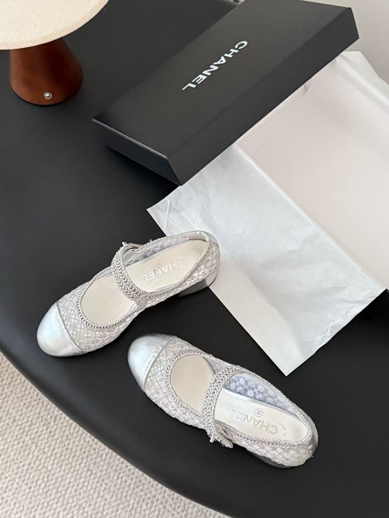 CHANE1 高品質スパンコールローヒールシューズ【50％割引+送料無料】