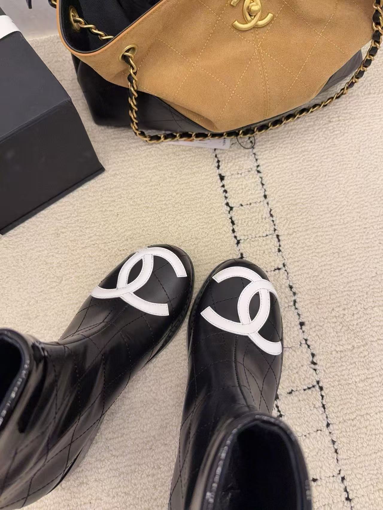 CHANE1 高品質ダブルCチェックアンクルブーツ【50％割引+送料無料】