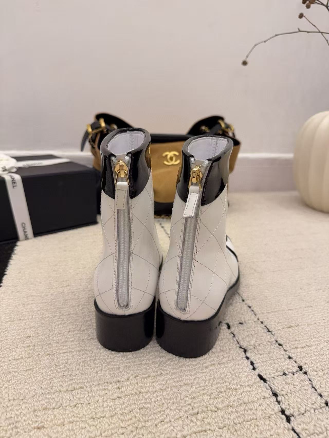 CHANE1 高品質ダブルCチェックアンクルブーツ【50％割引+送料無料】