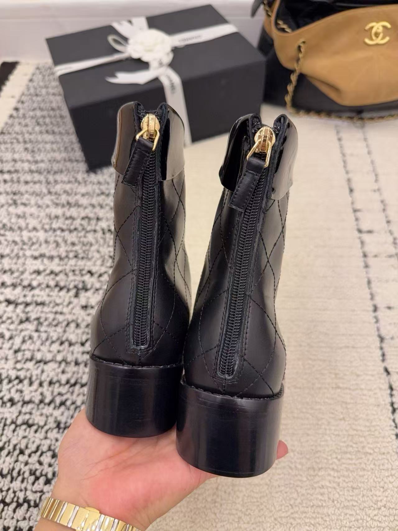 CHANE1 高品質ダブルCチェックアンクルブーツ【50％割引+送料無料】