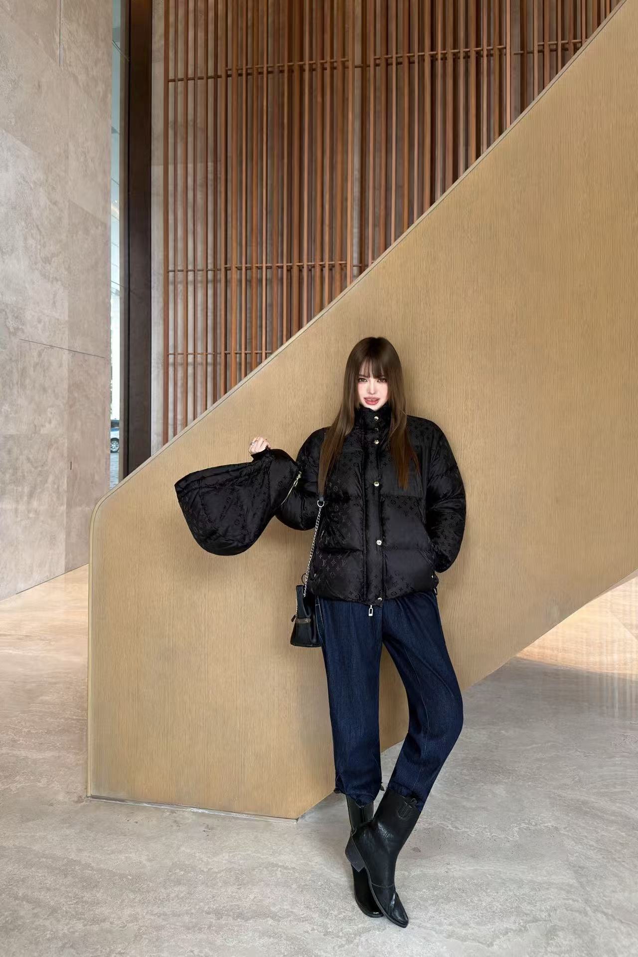 LVフード付きジャカードダウンジャケット【50％割引+送料無料】【50％割引+送料無料】