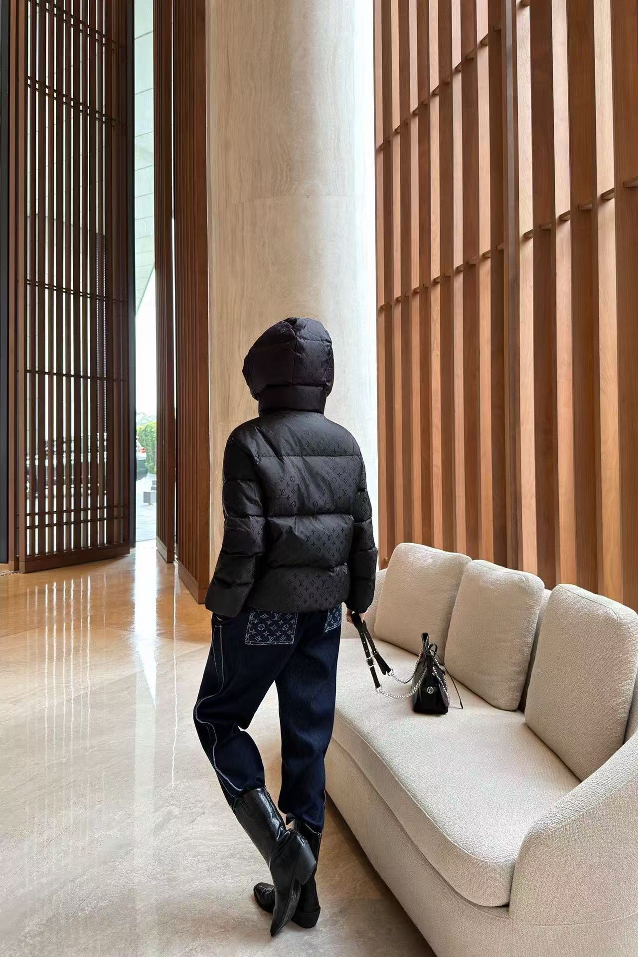 LVフード付きジャカードダウンジャケット【50％割引+送料無料】【50％割引+送料無料】